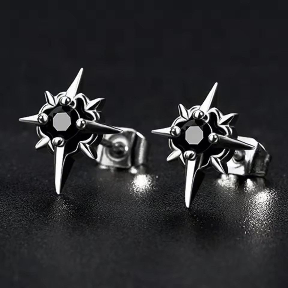 Jewelry Star Stud Earrings for Men Women Streetwear Hip Hop Size ONE SIZE - 2 Thumbnail
