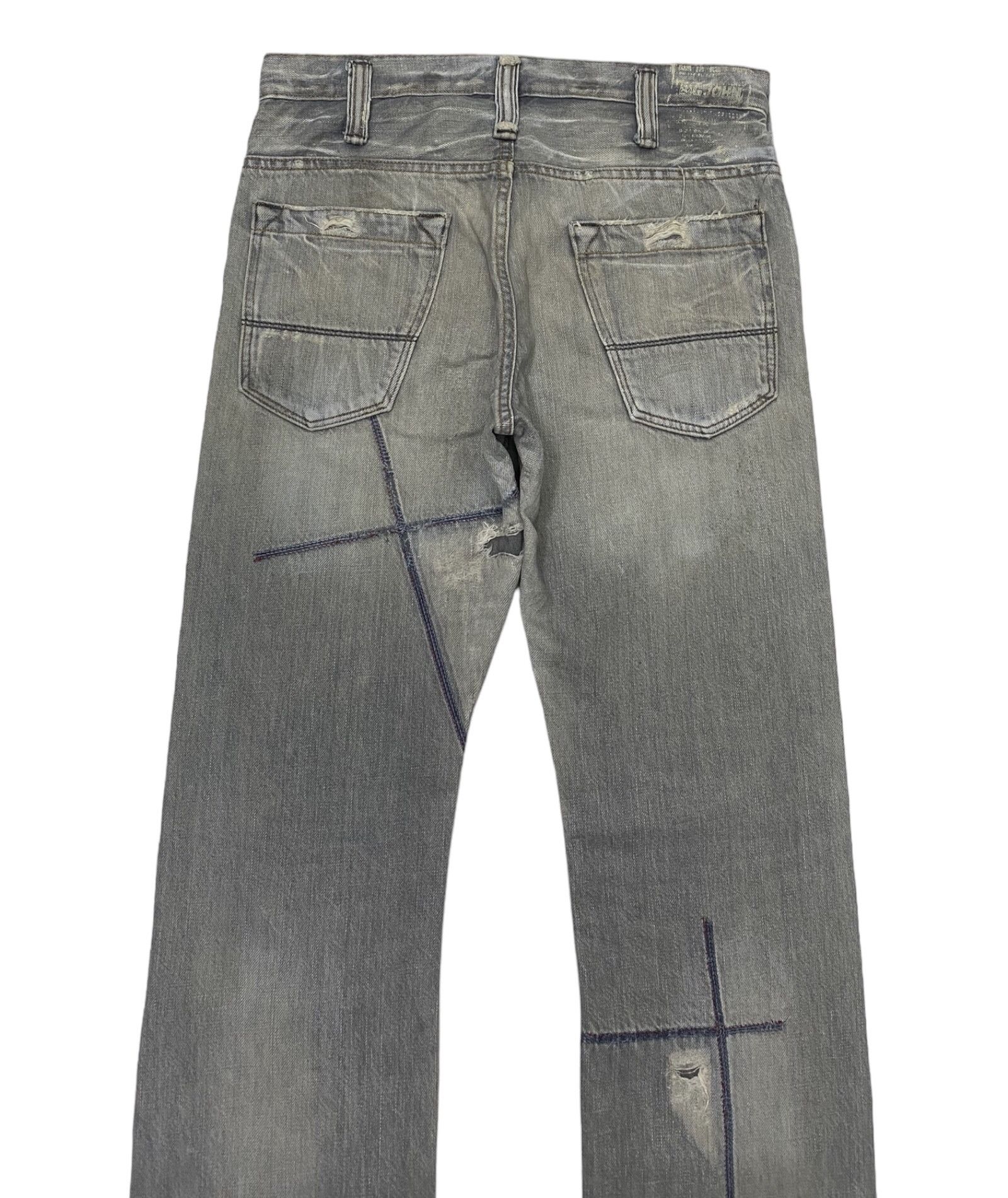 Big John Rare Big John Distress Double Knee Denim Jeans Work Size US 32 / EU 48 - 3 Thumbnail