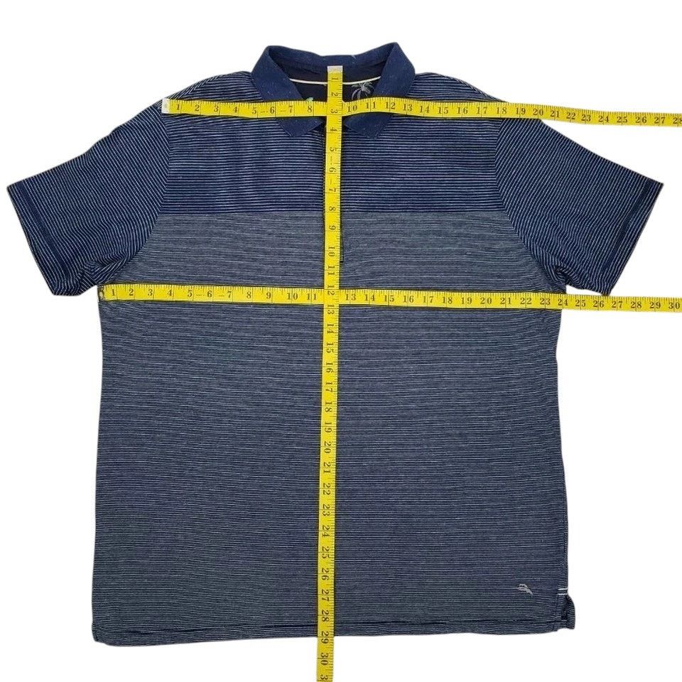 Tommy Bahama Tommy Bahama Polo Shirt Caribbean Navy Blue Tonal Striped XL Size US XL / EU 56 / 4 - 13 Thumbnail