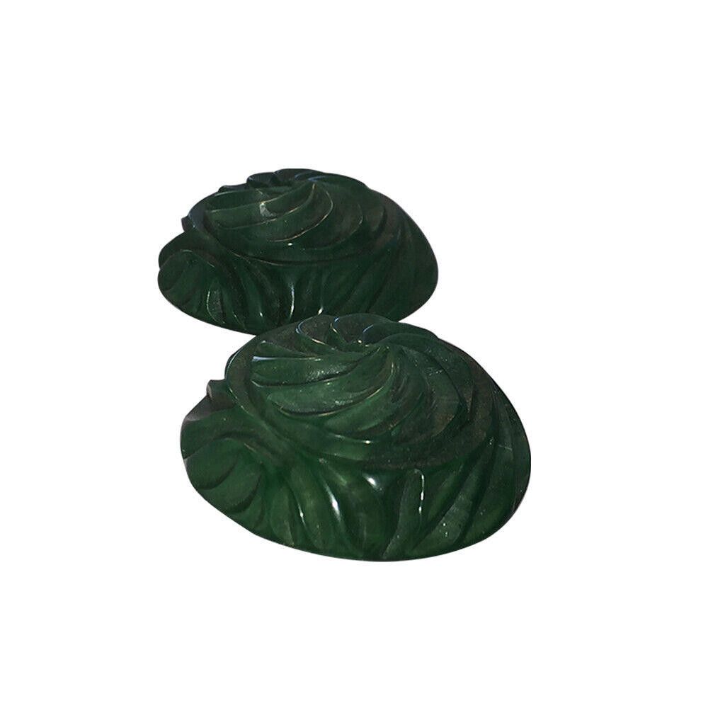 Designer Green Carved Dome Button Bakelite Earrings Size ONE SIZE - 4 Thumbnail