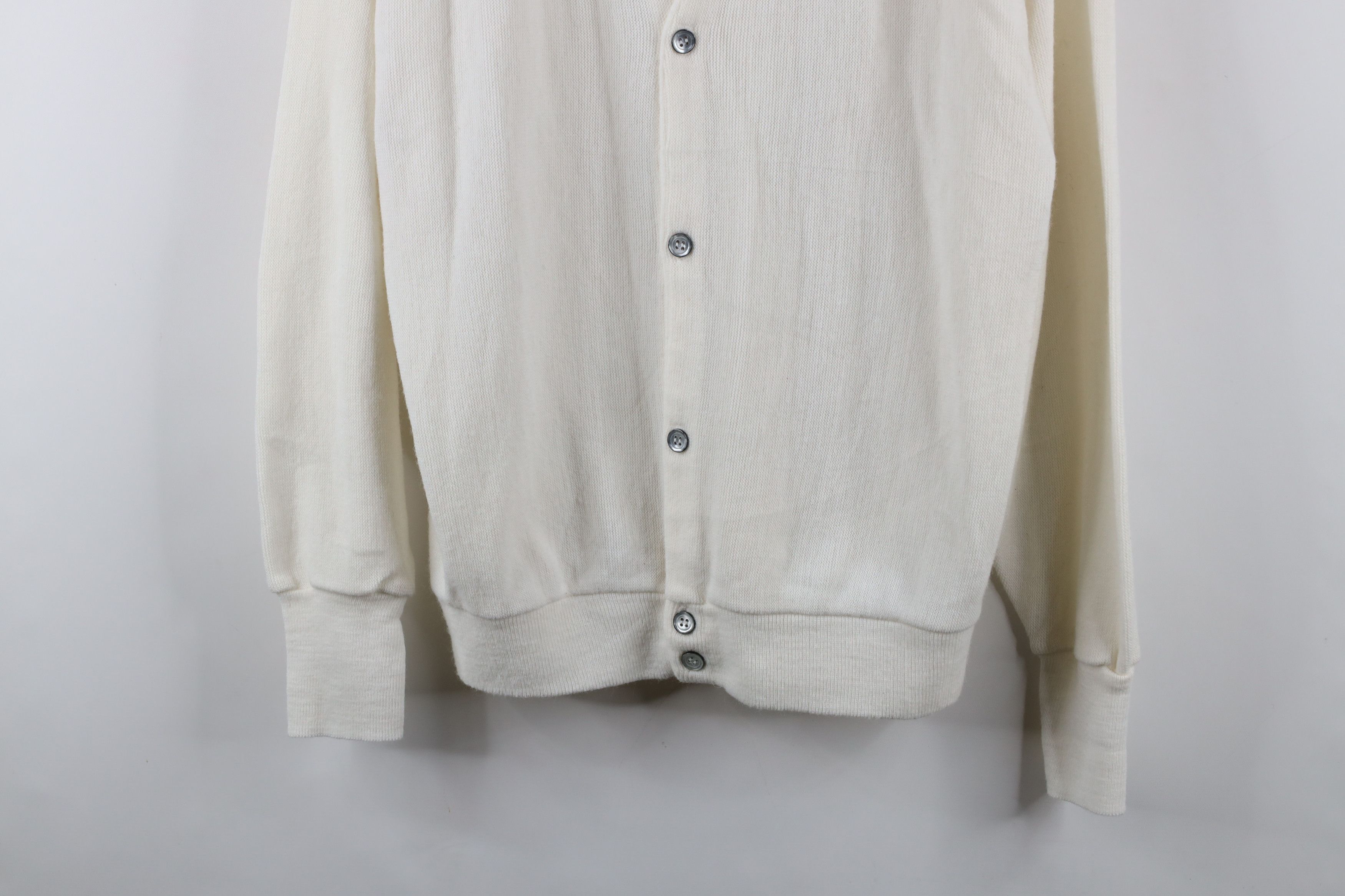 Izod × Vintage Vintage 80s 90s Izod Knit Cardigan Sweater White USA Acrylic Size US L / EU 52-54 / 3 - 3 Thumbnail