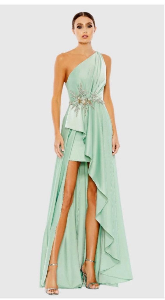 Mac Duggal Women's Mac Duggal Green One Shoulder Gown Size 10 Size L / US 10 / IT 46 - 1 Thumbnail