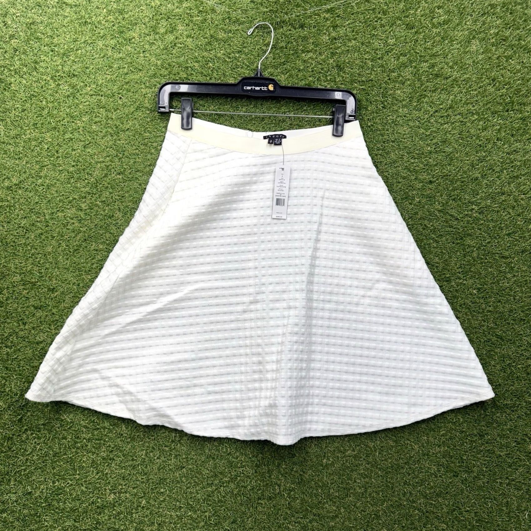 Theory Theory Skirt Womens S White Knit Ponte Flare Knee Length Pockets Lined Zipper NWT Size 28" / US 6 / IT 42 - 2 Thumbnail