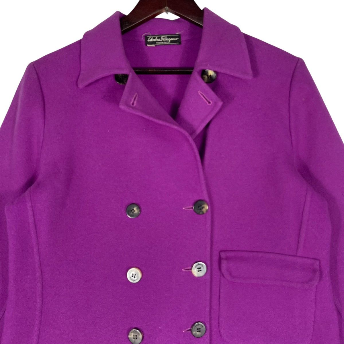 Salvatore Ferragamo Vintage Salvatore Ferragamo Purple Wool Coat Size XS / US 0-2 / IT 36-38 - 8 Thumbnail