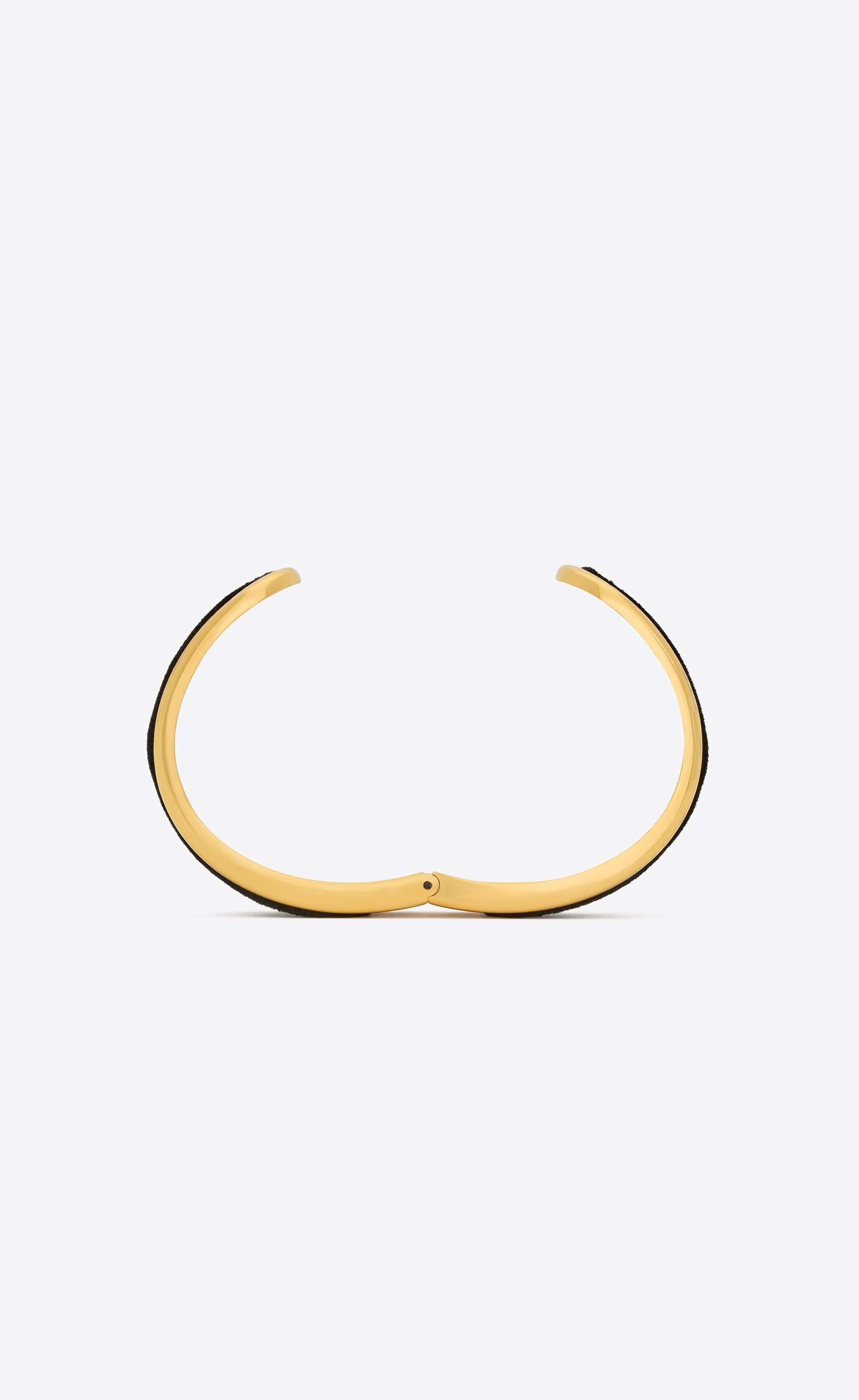 Saint Laurent Paris o1la1rc1a0325 Size: OS / 770484 Soft Cuff in Velvet Metal Size ONE SIZE - 3 Thumbnail