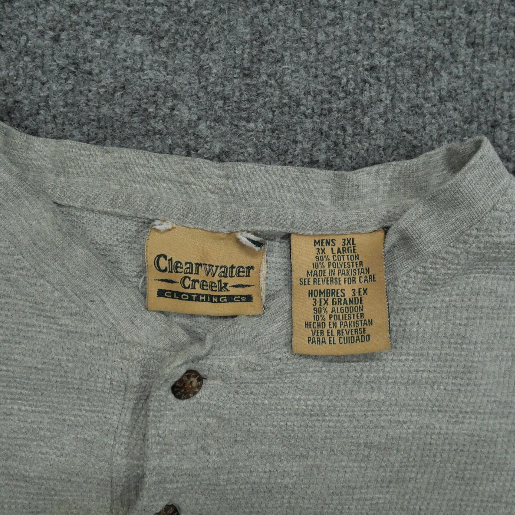 Vintage VINTAGE Thermal Shirt Mens 3XL Grey Henley Bald Eagle Clearwater Creek Y2K Size US XXL / EU 58 / 5 - 4 Thumbnail