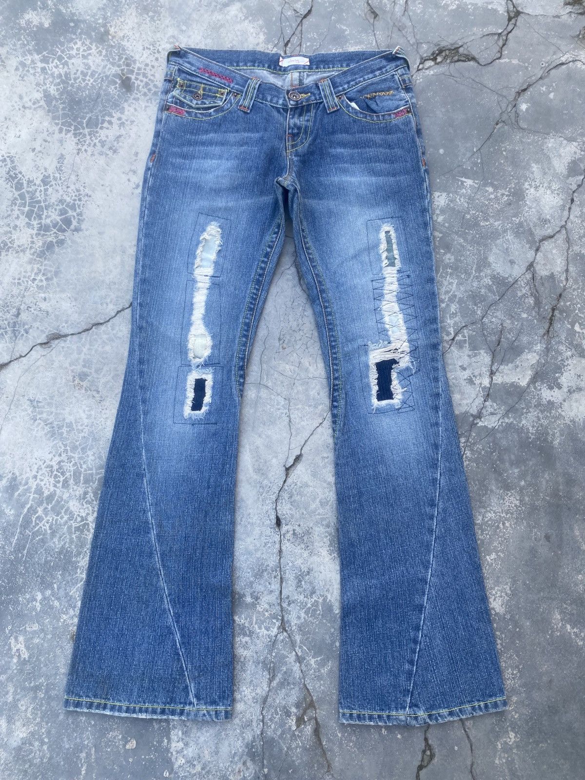 Japanese Brand Vintage SLANG Reworked Flared Jeans Size US 29 - 1 Thumbnail