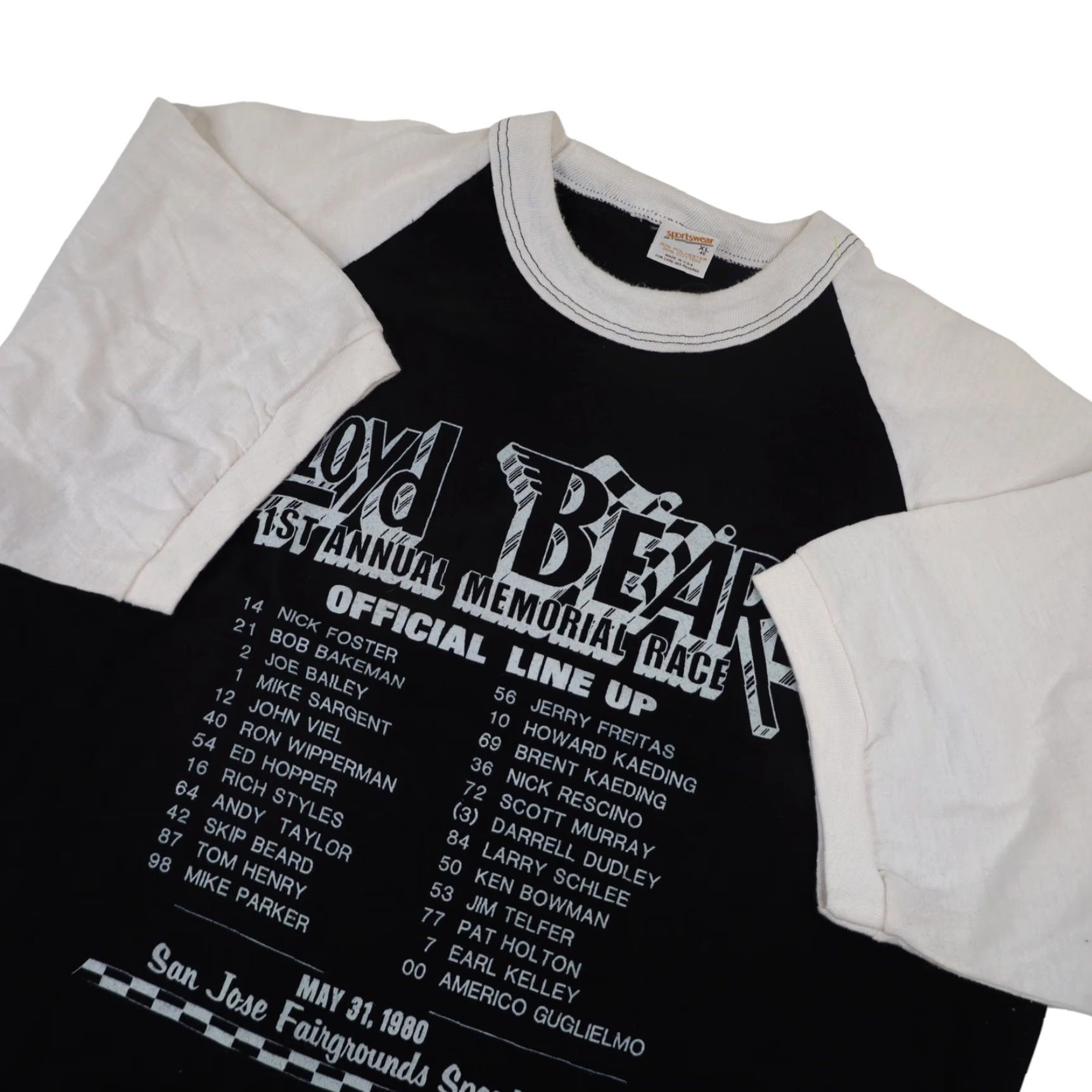 LLOYD VINTAGE 80s Lloyd Beard Memorial Racing Mens XL Graphic Baseball T Shirt Black Size US XL / EU 56 / 4 - 6 Thumbnail