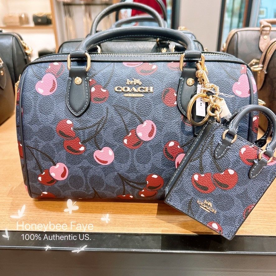 Coach North/South Mini Tote Bag Charm With Cherry Print CZ084 Size ONE SIZE - 4 Thumbnail