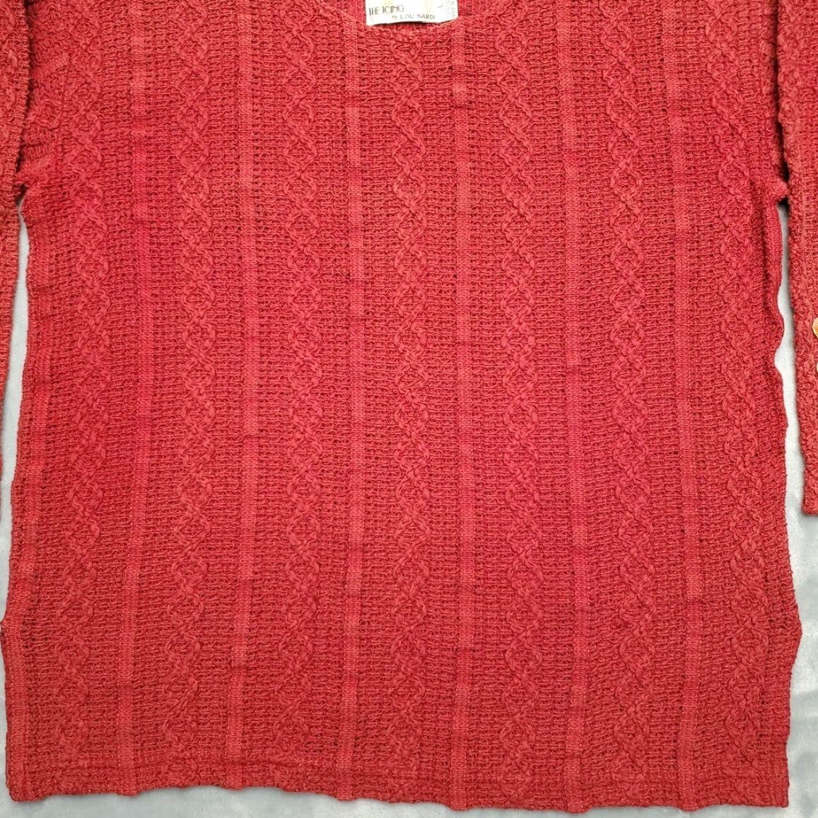 Vintage VTG Lou Nardi The Icing Top Knit Crocheted Womens L Red 100% Cotton 90s Y2K Crew Neck Long Sleeve Vintage Womens Pullover Casual Shirt Size L / US 10 / IT 46 - 2 Thumbnail
