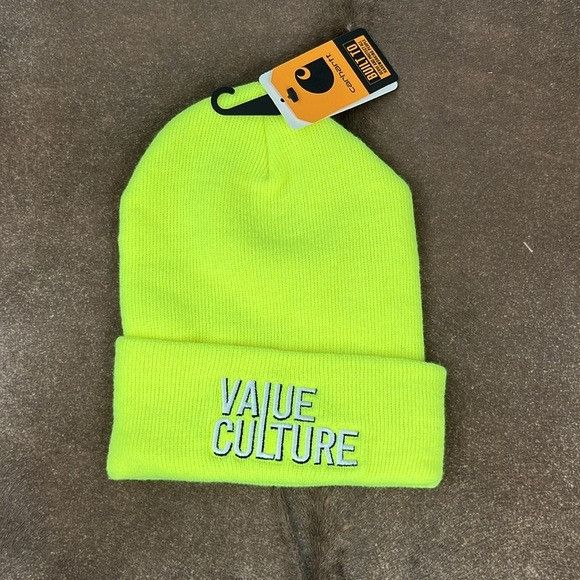 Carhartt Carhartt x Value Culture Collab Neon Yellow Knit Hat Size ONE SIZE - 4 Thumbnail