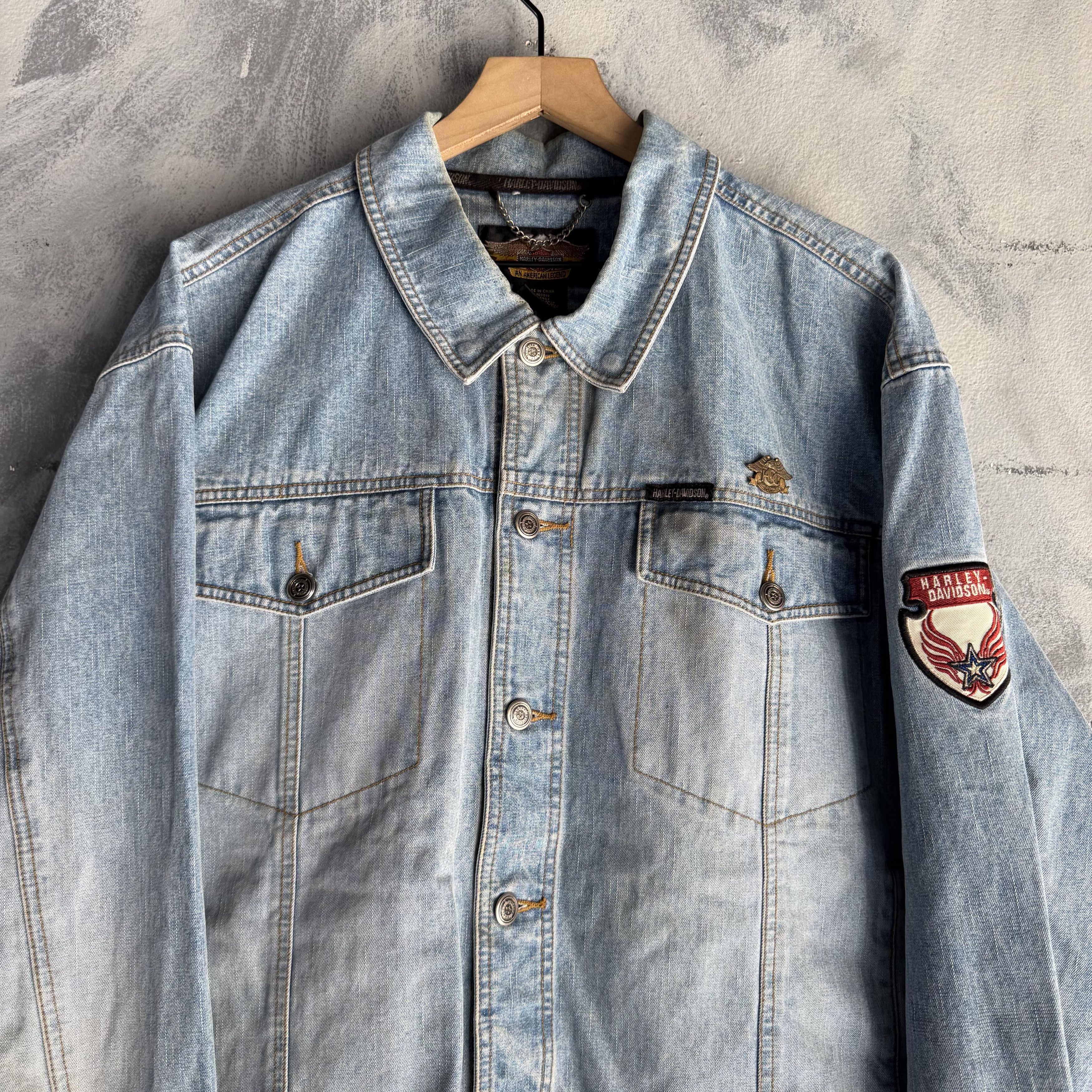 Harley Davidson Harley Davidson Genuine Denim Jean Jacket Mens Eagle Biker Size US XL / EU 56 / 4 - 3 Thumbnail