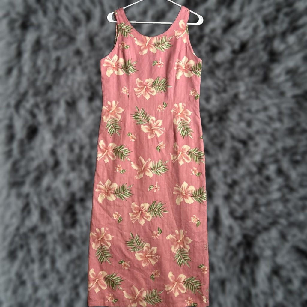 Vintage VINTAGE Silk Floral Dress Midi 90s Pineapple Moon Women M Pink Hawaiian Tropical Boho Resort Chamber Sheath Sleeveless Zip Scoop Neck Lightweight Size M / US 6-8 / IT 42-44 - 1 Thumbnail