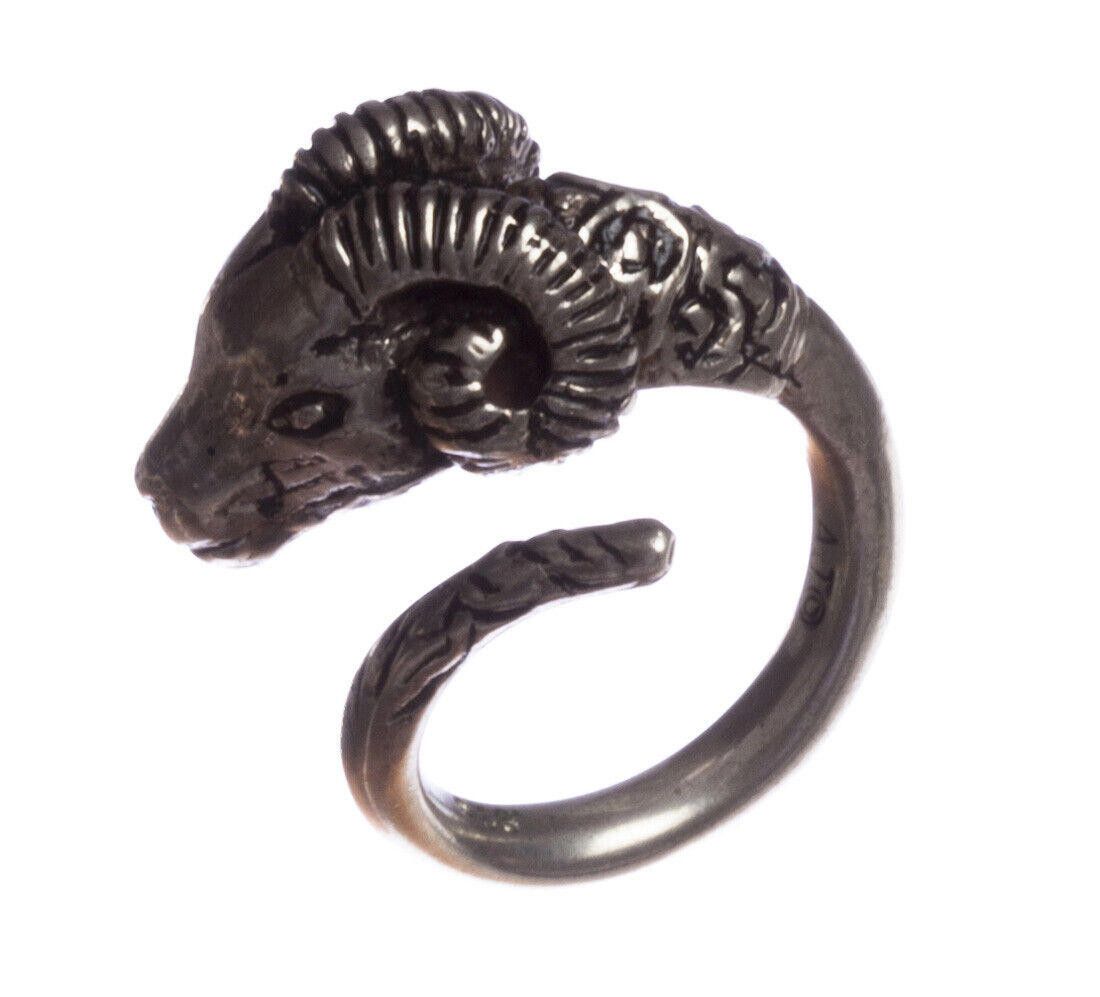 Handmade Silver RamHead with Wrap Band in Antique Finish Alberto Juan Size ONE SIZE - 1 Thumbnail