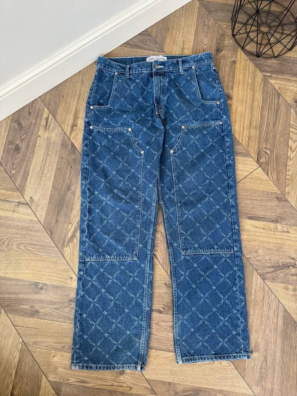 Designer Vintage Rare Humans Lasered Monogram Denim Pants Size US 33 - 3 Thumbnail