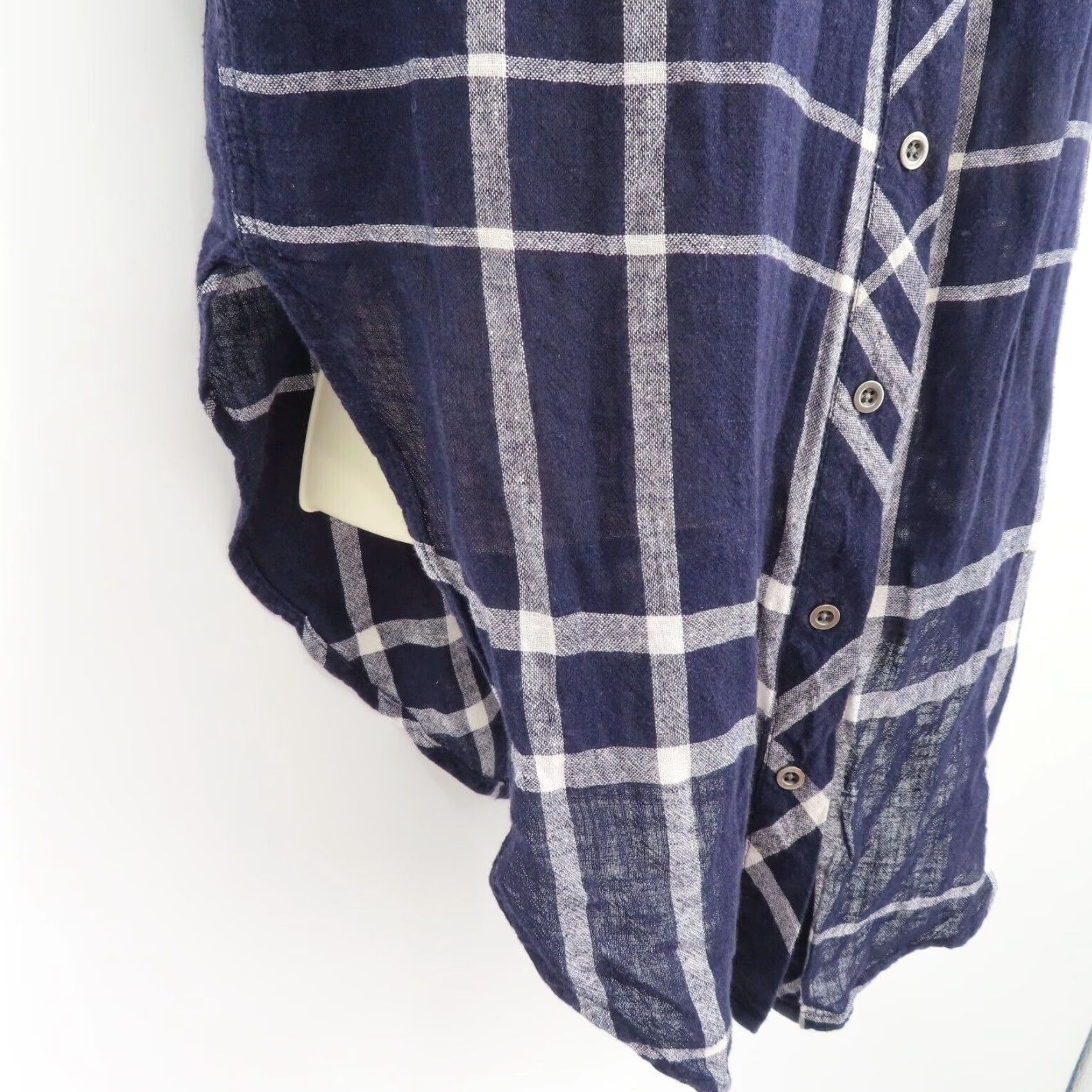 Rails VINTAGE? No - Rails x Free People Womens XS Charli Blue Plaid Collared Button Down Shirt Linen Size XS / US 0-2 / IT 36-38 - 4 Thumbnail