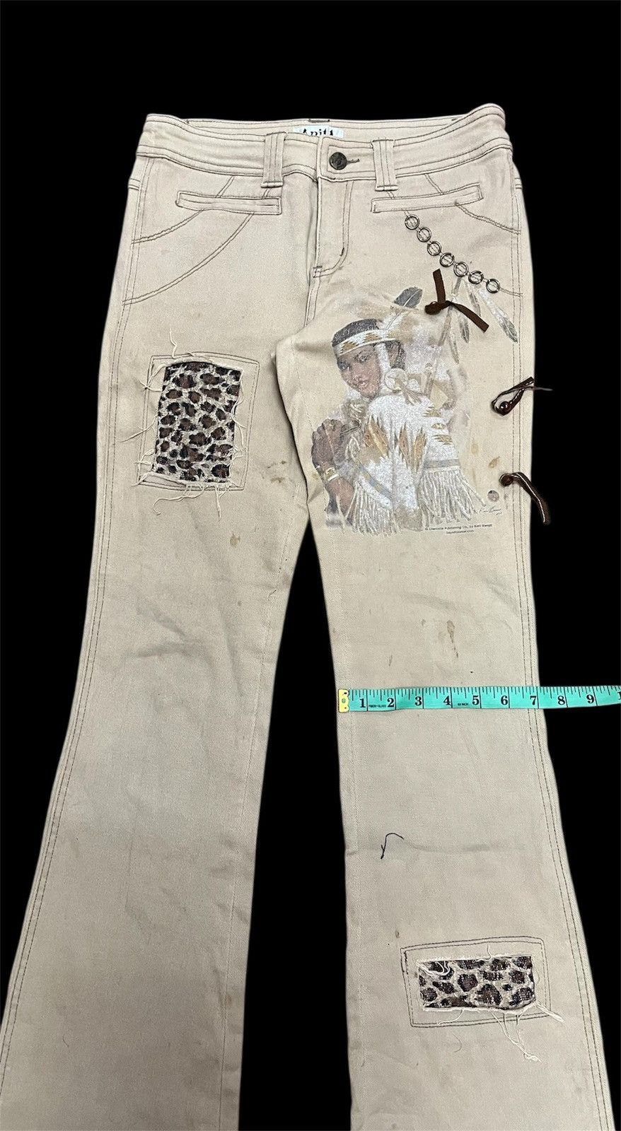 GOA Vintage Flared Patches Pants x Native American Art Size US 30 / EU 46 - 10 Thumbnail