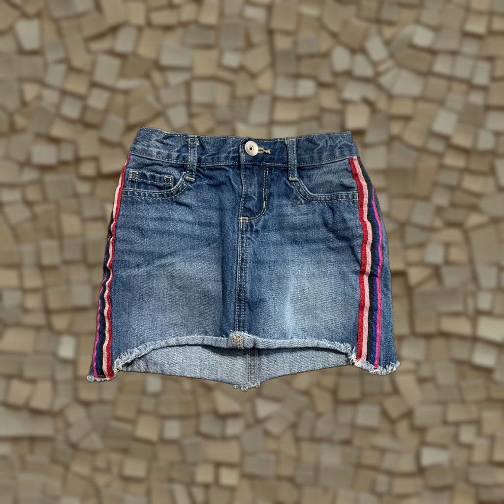 Vintage The Children's Place Skirt Girl's Size 4 Denim Mini Blue Pink Line Casual Short Lined Womens Girls Size 27" / US 4 / IT 40 - 1 Thumbnail
