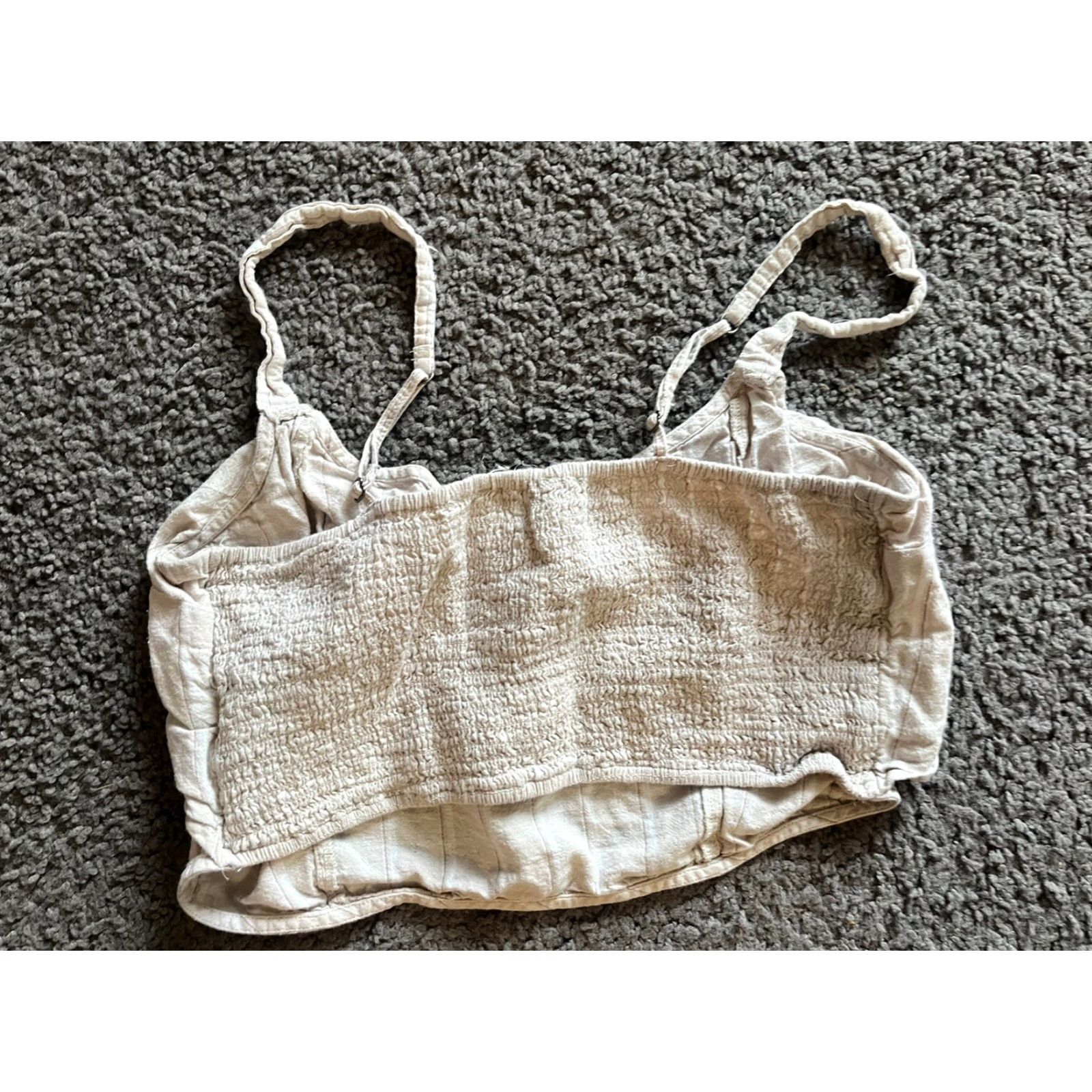 Abercrombie & Fitch Abercrombie & Fitch Women's Linen-Blend Notch-Neck Set Top Large Beige Size L / US 10 / IT 46 - 2 Thumbnail