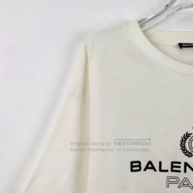 Balenciaga Balenciaga White Wheat Letter Printed Cotton Crew Neck Sho Size US S / EU 44-46 / 1 - 3 Thumbnail