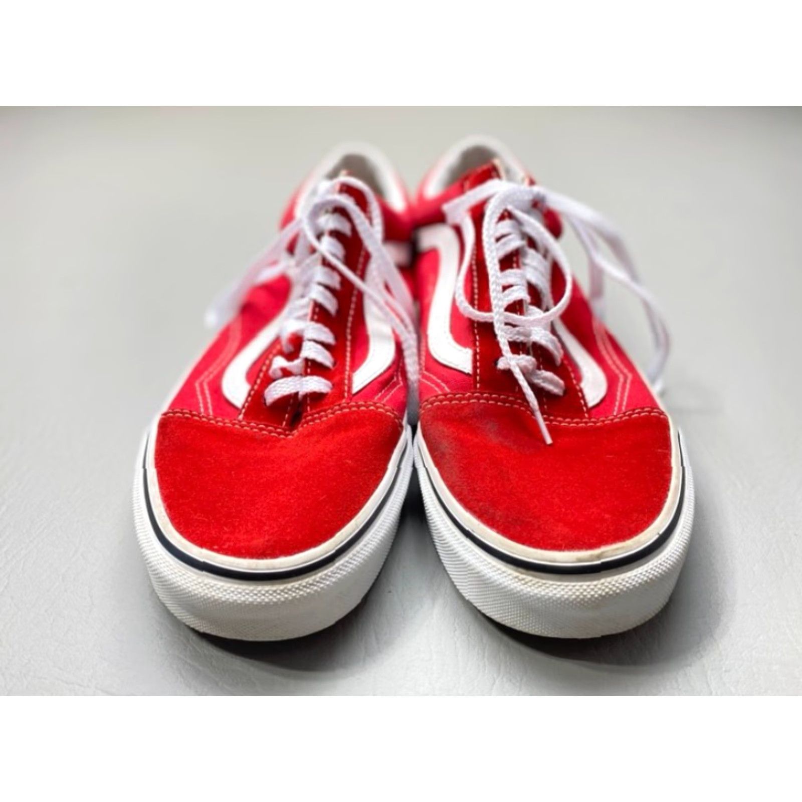 Vans Vans Old Skool Unisex Mens 8.5 Womens 10 Canvas & Suede Sneakers Red White 1436 - Vans Old Skool - Sneaker - Unisex - Men Women - Red White - 8.5 10 Size US 9 / IT 39 - 3 Thumbnail