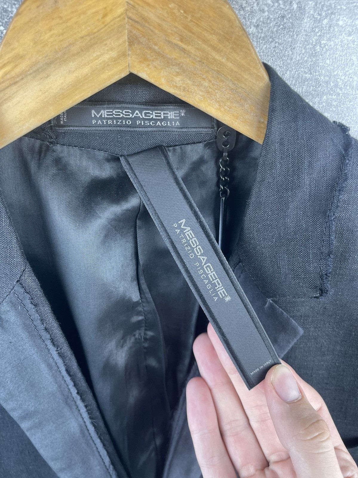 20471120 × Messagerie Messagerie Patrizo Piscaglia Opium Distressed Linen Blazer Size 48L - 11 Thumbnail