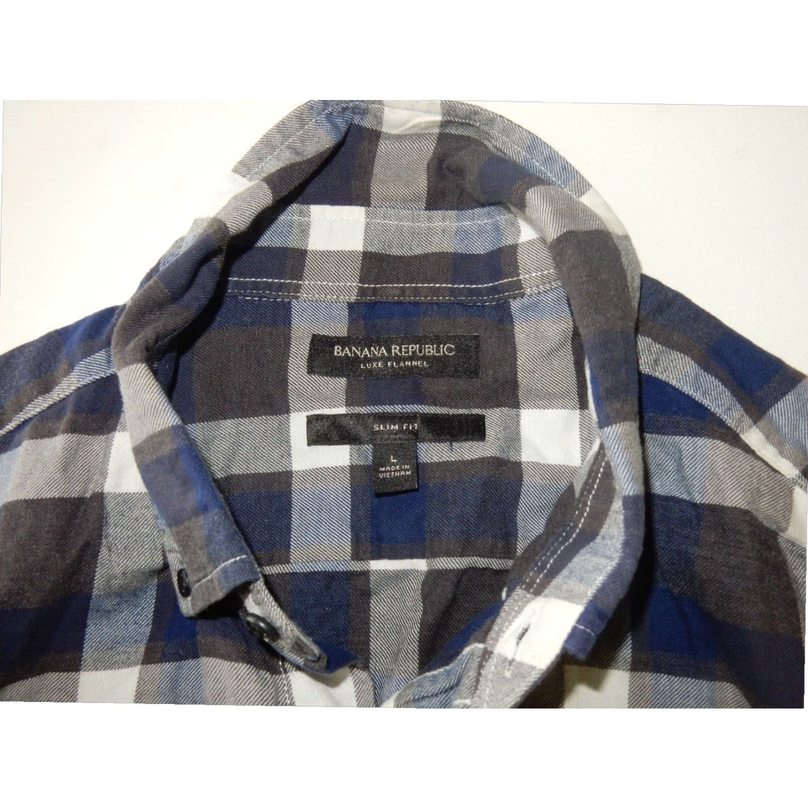 Banana Republic Banana Republic Men's Slim Fit Plaid Flannel Button-Up Shirt Blue Large Size US L / EU 52-54 / 3 - 3 Thumbnail