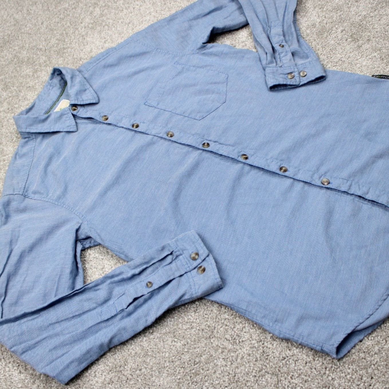 ExOfficio ExOfficio Insect Shield Shirt Mens Medium Blue Cotton/Poly L/S Repellent Apparel Shirt Size US M / EU 48-50 / 2 - 6 Thumbnail