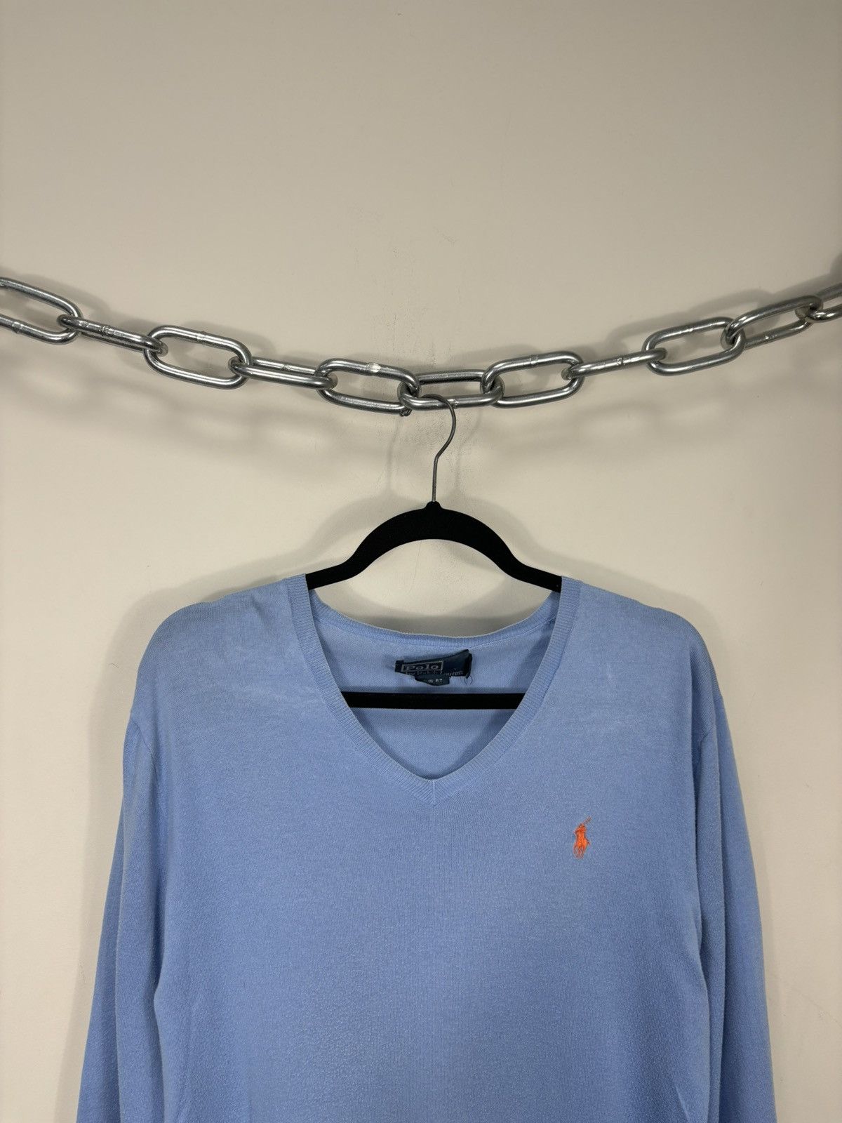 Polo Ralph Lauren Vintage Polo Ralph Lauren Men’s Light Blue V-Neck Sweater Size US M / EU 48-50 / 2 - 2 Thumbnail