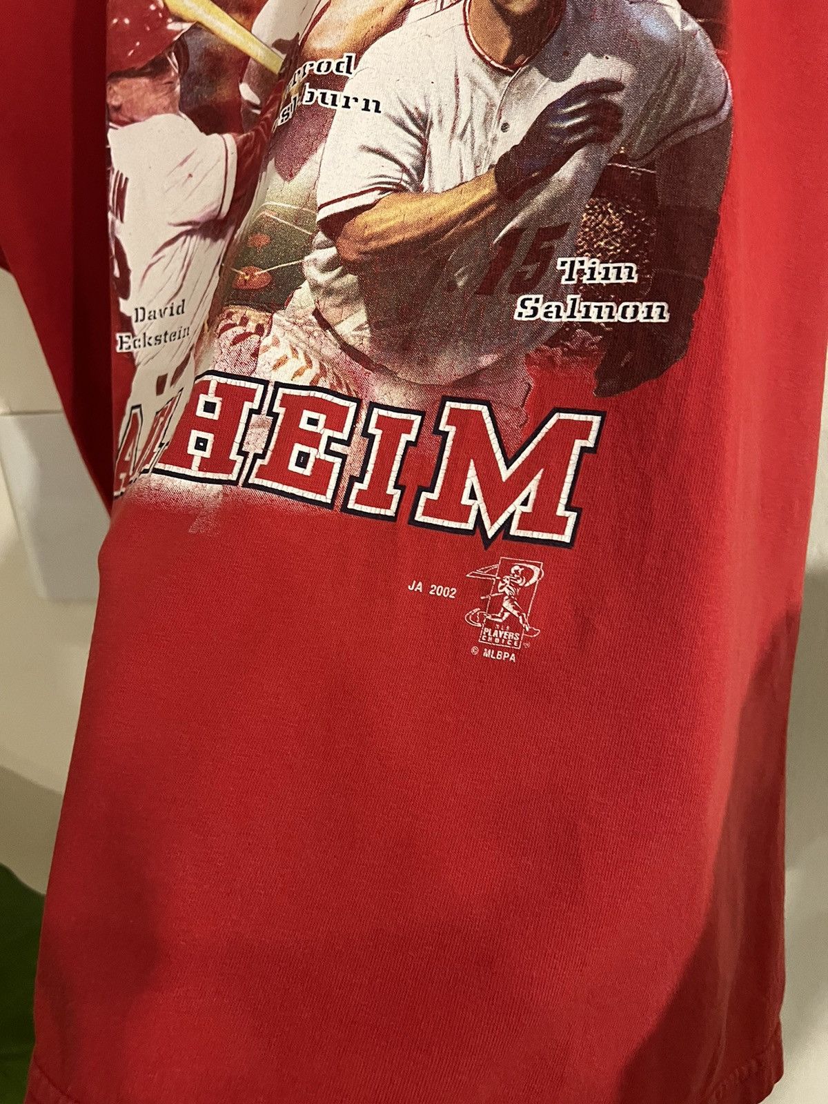 MLB 2002 Anaheim Eckstein Washburn Salmon Baseball League Champs Size US XL / EU 56 / 4 - 2 Thumbnail