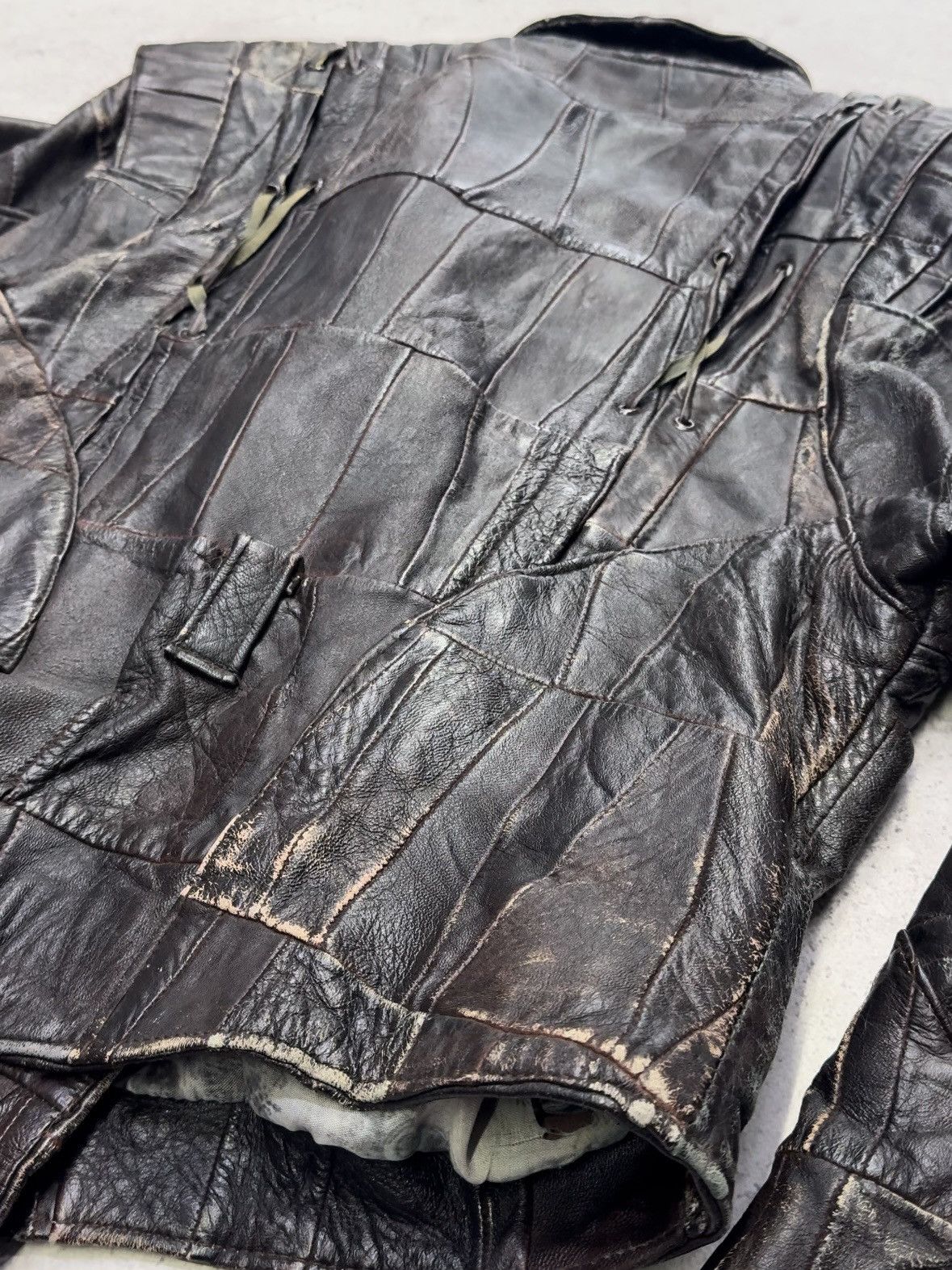 Junya Watanabe Vintage 90s Reworked Faded Leather Jacket Size US S / EU 44-46 / 1 - 5 Thumbnail