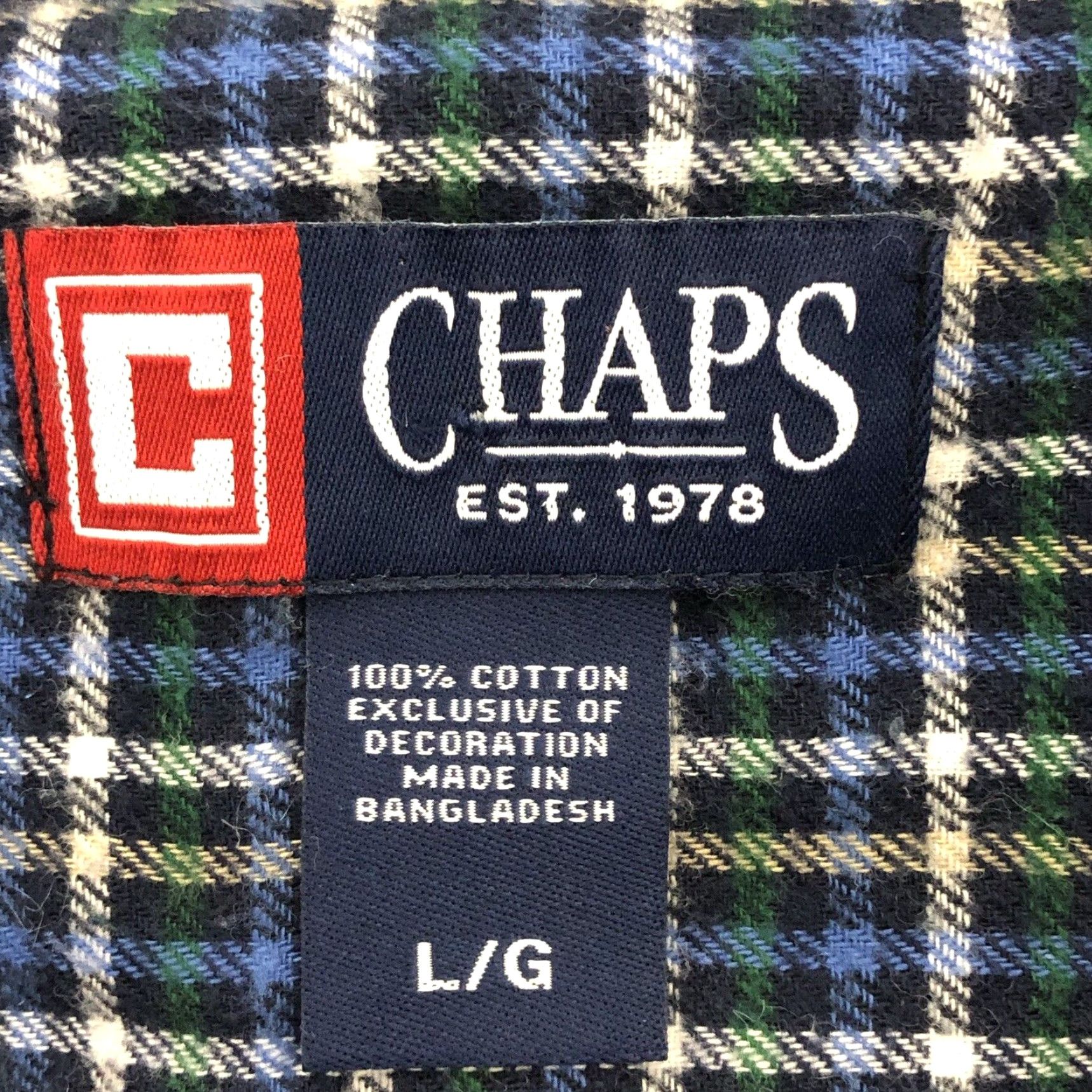 Chaps CHAPS Shirt Men’s Cotton Flannel Plaid Button-Down Long Sleeve Large Multicolor Blue Pocket Size US L / EU 52-54 / 3 - 3 Thumbnail