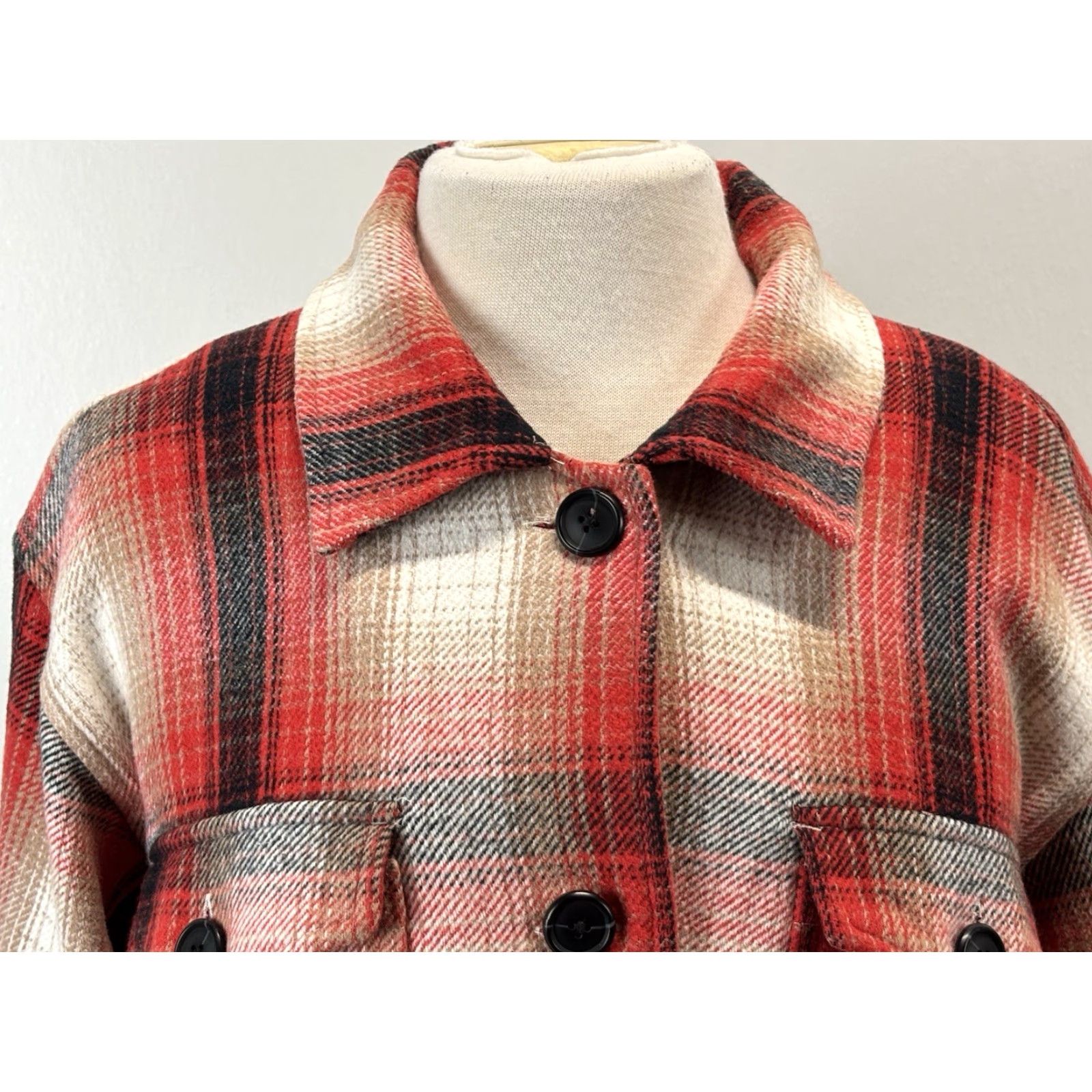 Lucky Brand LUCKY BRAND Plaid Shacket Jacket Outdoor Casual Regular Medium Red Womens Size M / US 6-8 / IT 42-44 - 5 Thumbnail