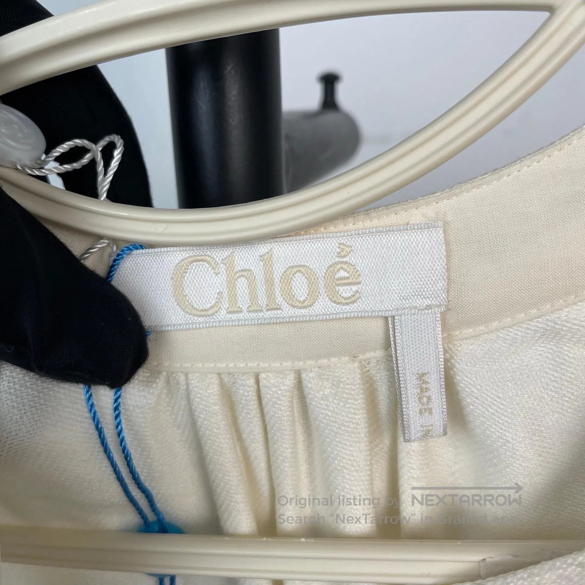 Chloe Chloe Ivory white openwork carved flower dress with gray| Size XXS / US 00 / IT 34 - 6 Thumbnail