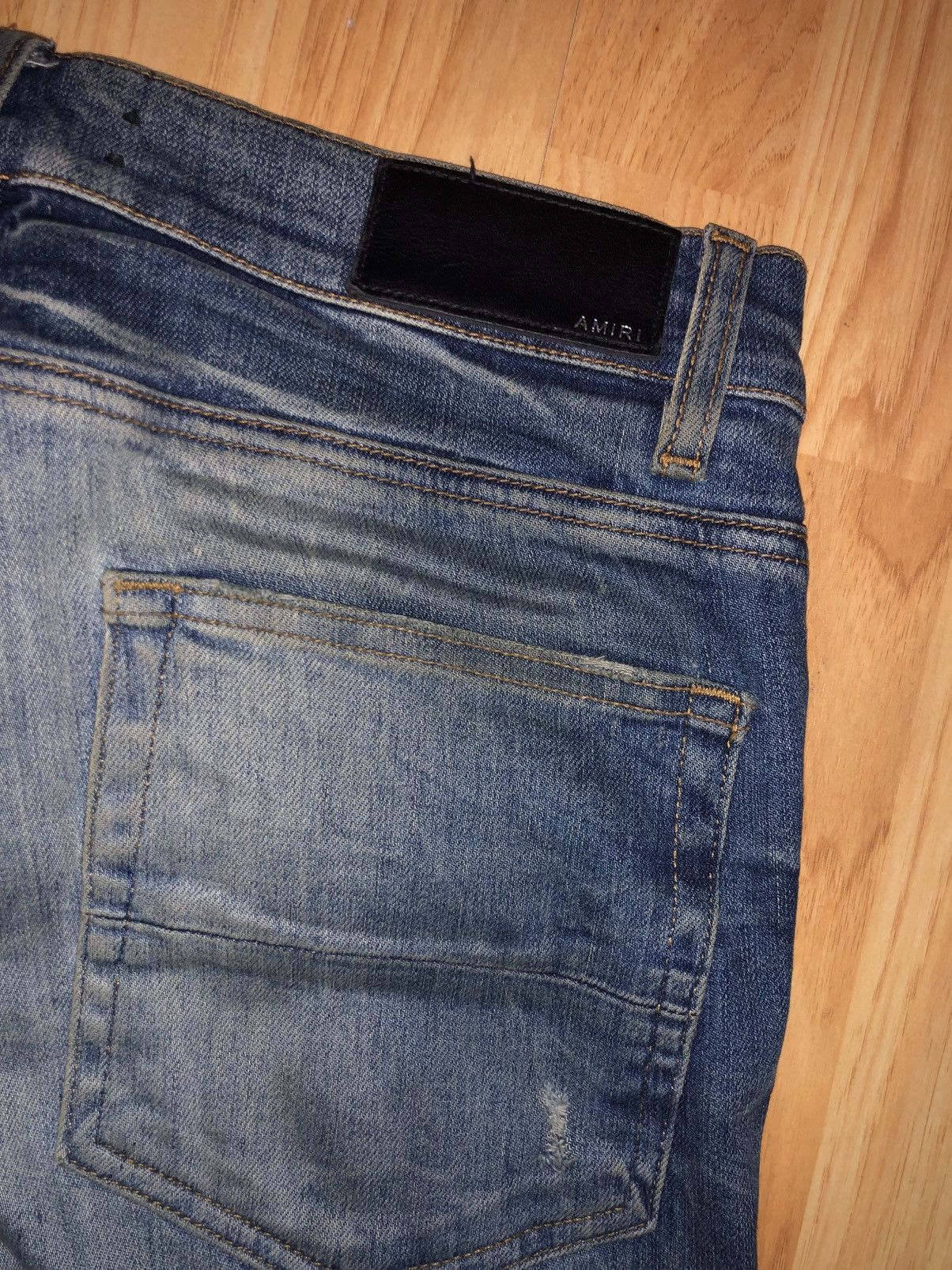 Amiri Amiri Light Blue MX1 Distressed Skinny Jeans Size US 31 - 6 Thumbnail