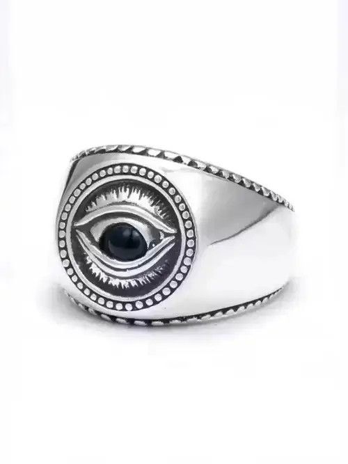 Ring Of Fire Vintage Eye Stainless Steel Ring Size ONE SIZE - 1 Thumbnail