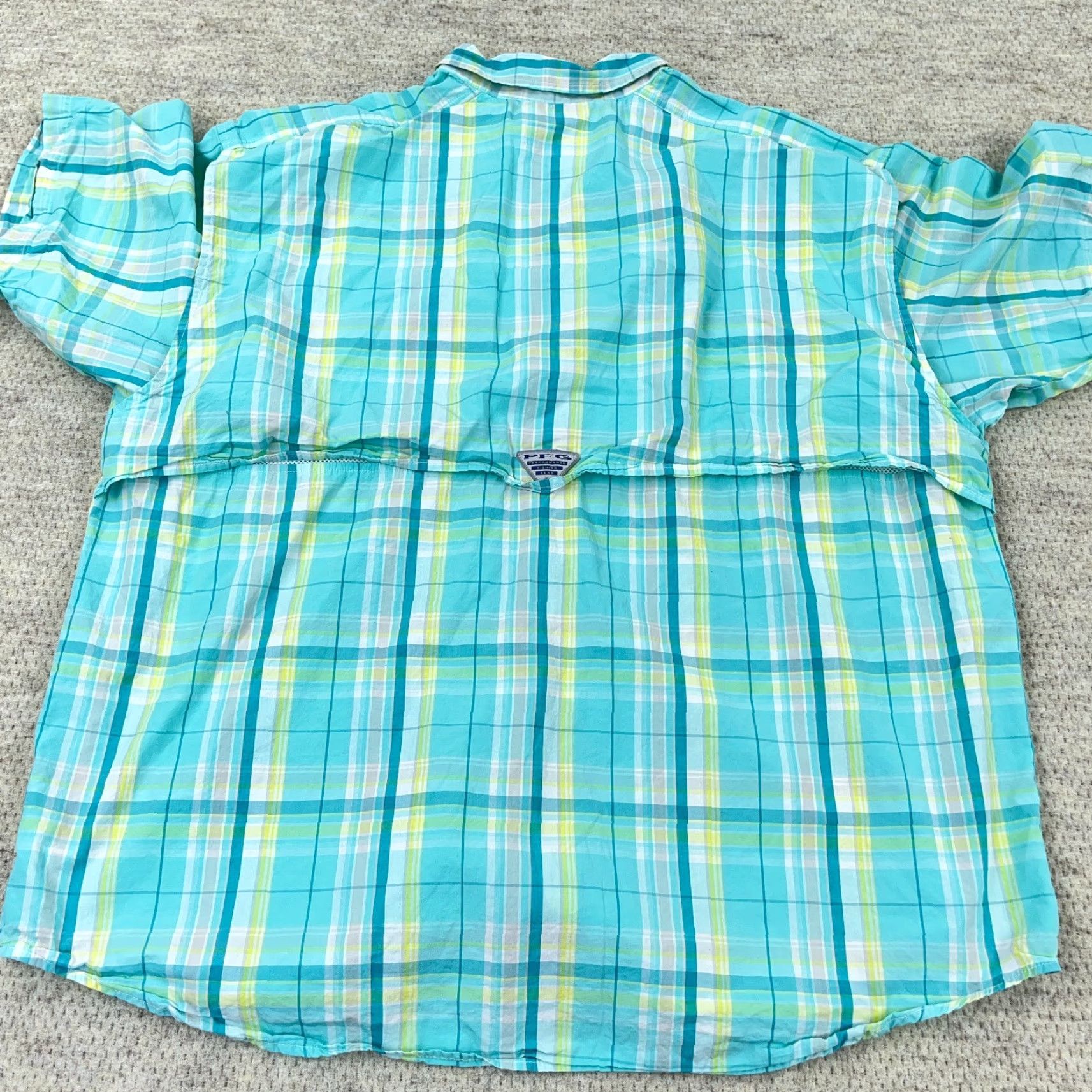 Vintage Columbia Shirt Men 1X Blue Teal Button Up Camp Classic Outdoor Fish PFG Omni-Shade Striped Size US XL / EU 56 / 4 - 7 Thumbnail