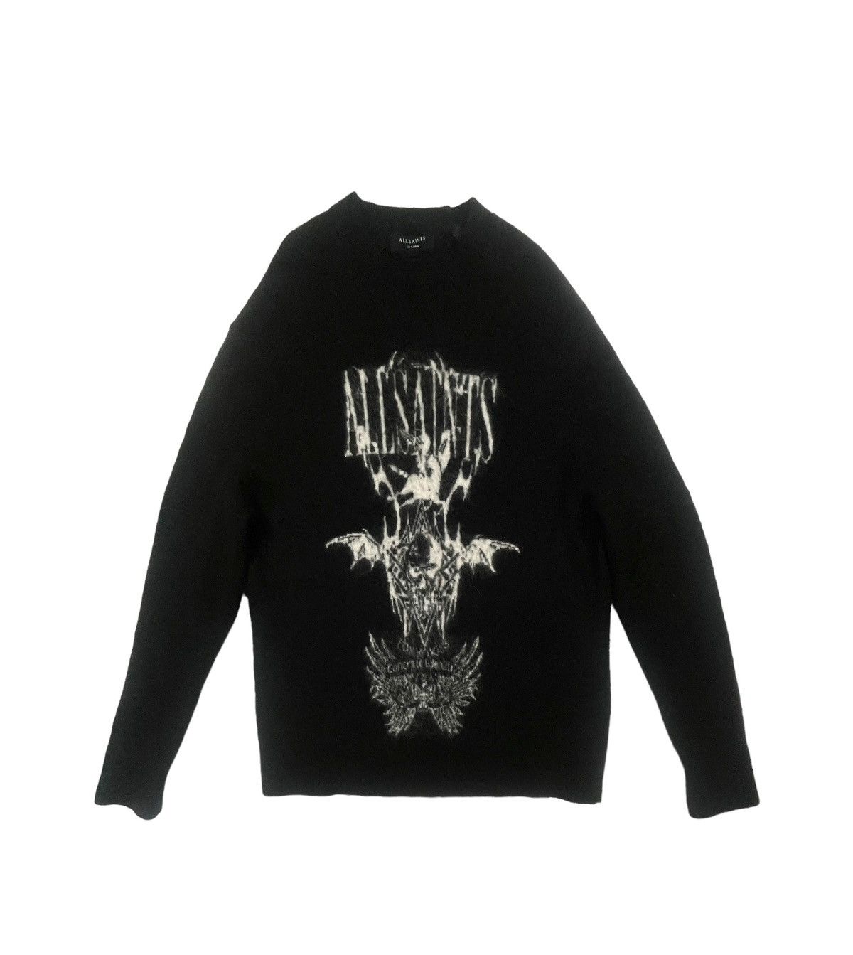 image of Allsaints All Saints Meta Crew Sweater in Black, Men's (Size 2XL)