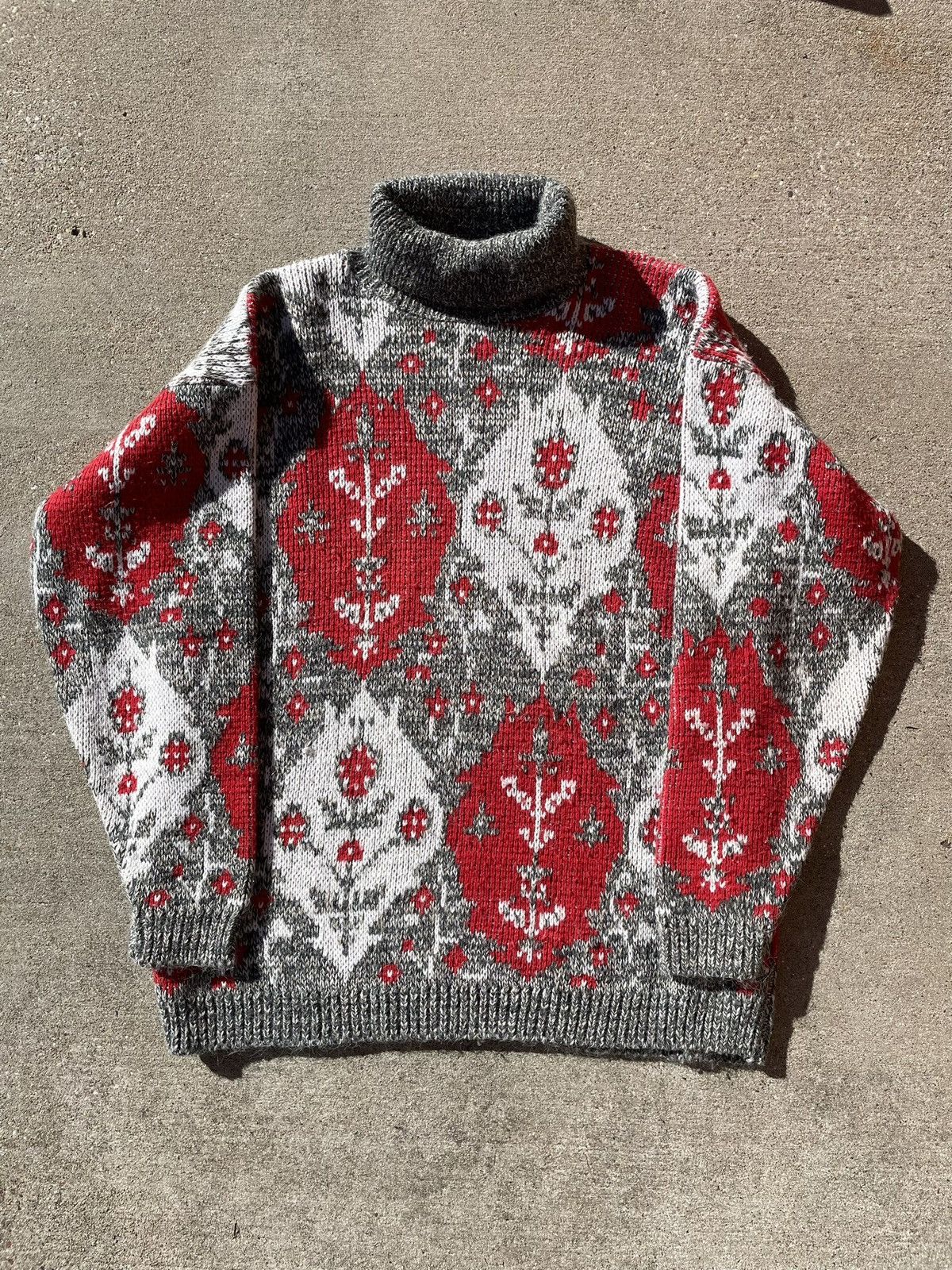 Vintage Vintage 90s Flower Knit Sweater L Size US L / EU 52-54 / 3 - 1 Thumbnail
