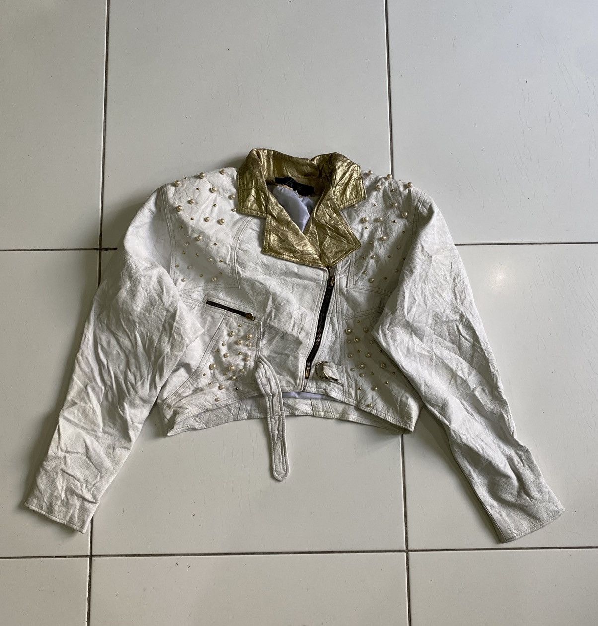 Other UK Vintage 80s Suede Cropped seditionaries White Jackets Size L / US 10 / IT 46 - 1 Thumbnail
