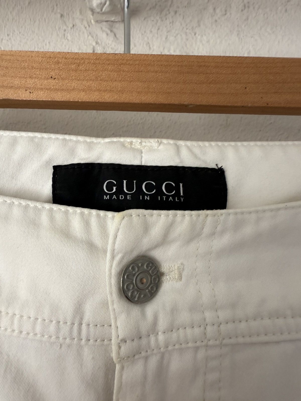 Gucci White Cotton Pants with GG Logo Detail Size US 34 / EU 50 - 9 Thumbnail