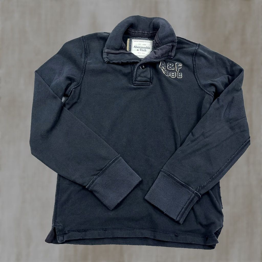 Abercrombie & Fitch VINTAGE Abercrombie & Fitch Sweater Men Large Gray Henley Pullover Y2K Faded Size US L / EU 52-54 / 3 - 1 Thumbnail