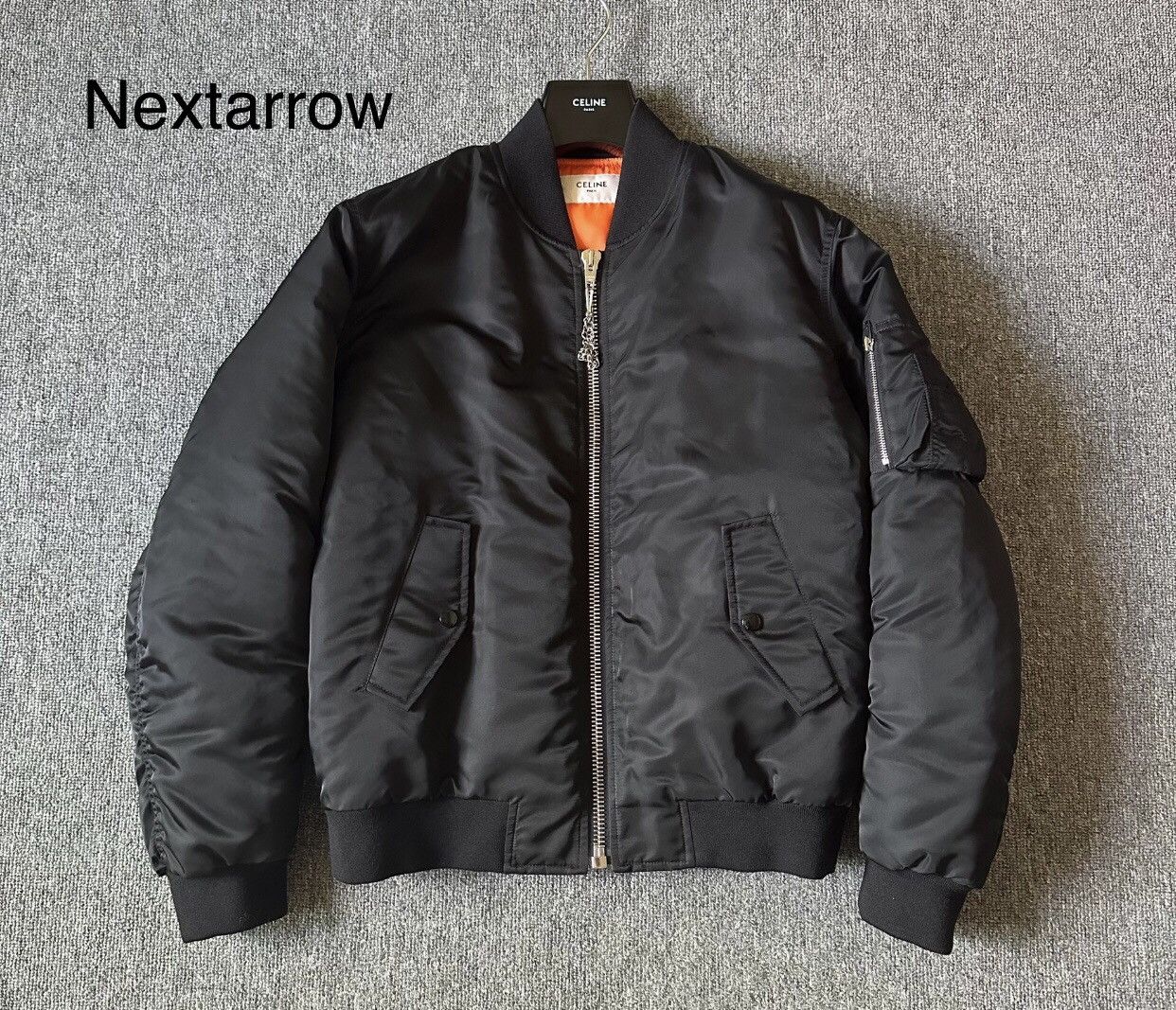 Celine Celine black back logo letter flight jacket2412-Nextarrow Size US S / EU 44-46 / 1 - 1 Thumbnail