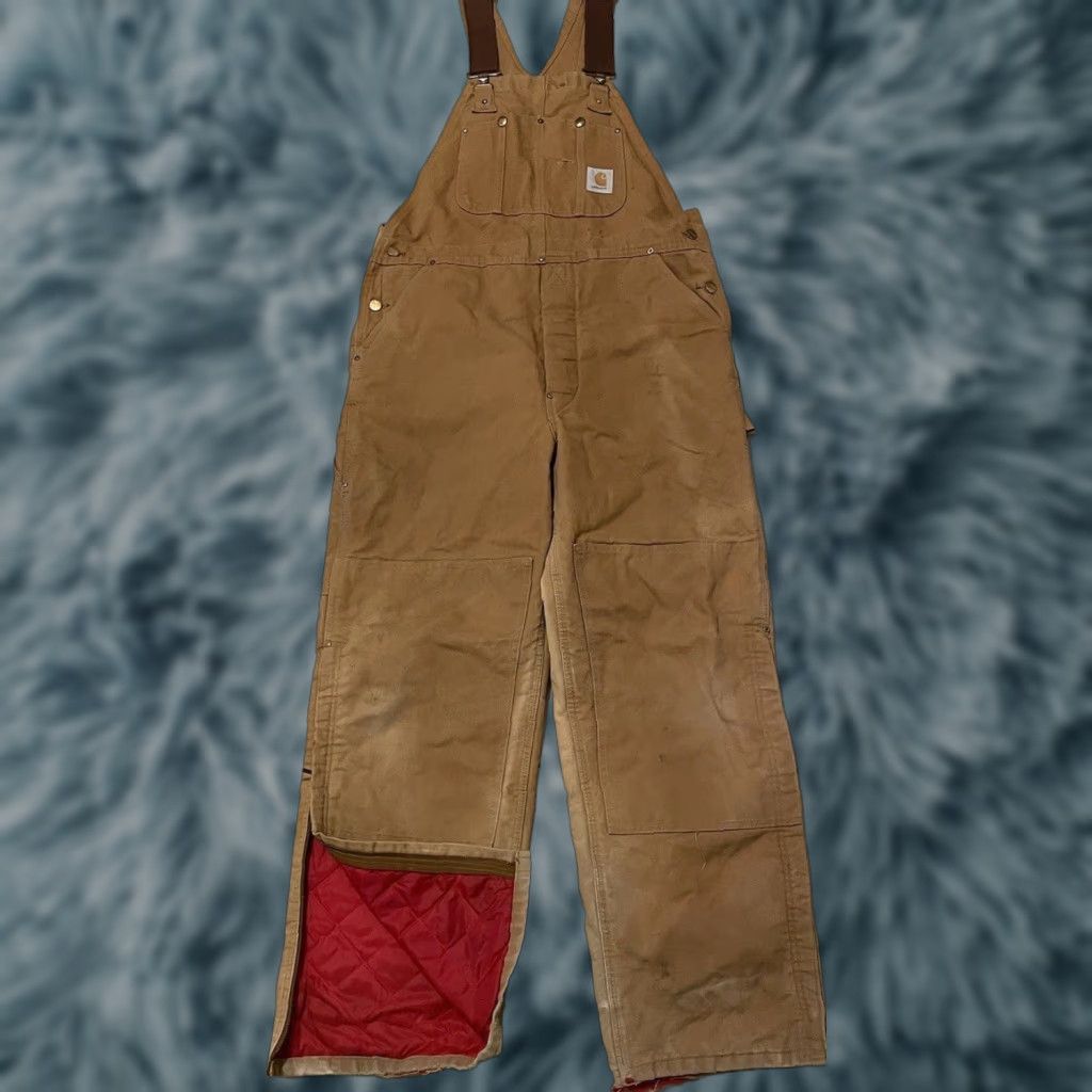 Carhartt Vtg Carhartt Faded Distress Quilted Overalls 38 USA Grunge Trucker Biker 80s 90s Size US 38 / EU 54 - 1 Thumbnail
