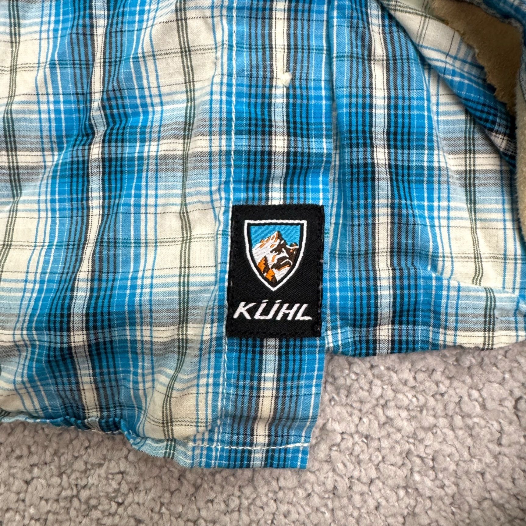 Vintage Kuhl Button-Down Shirt Mens M Blue Plaid Short Sleeve Linen Cotton Outdoor Casual Utility Shirt Adult Medium Blue Plaid Mens Size US M / EU 48-50 / 2 - 3 Thumbnail