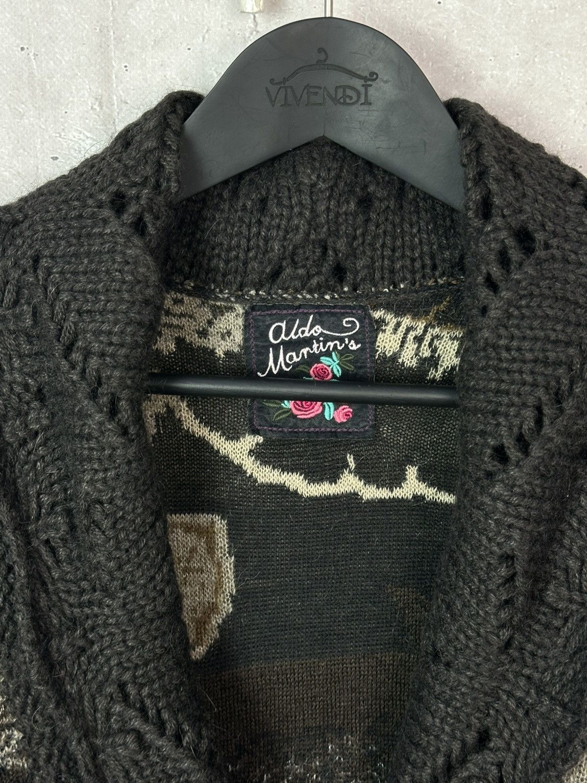 Vintage Aldo Martins Wool-Alpaca Printed Knit Long Cardigan Coat Size M / US 6-8 / IT 42-44 - 6 Thumbnail