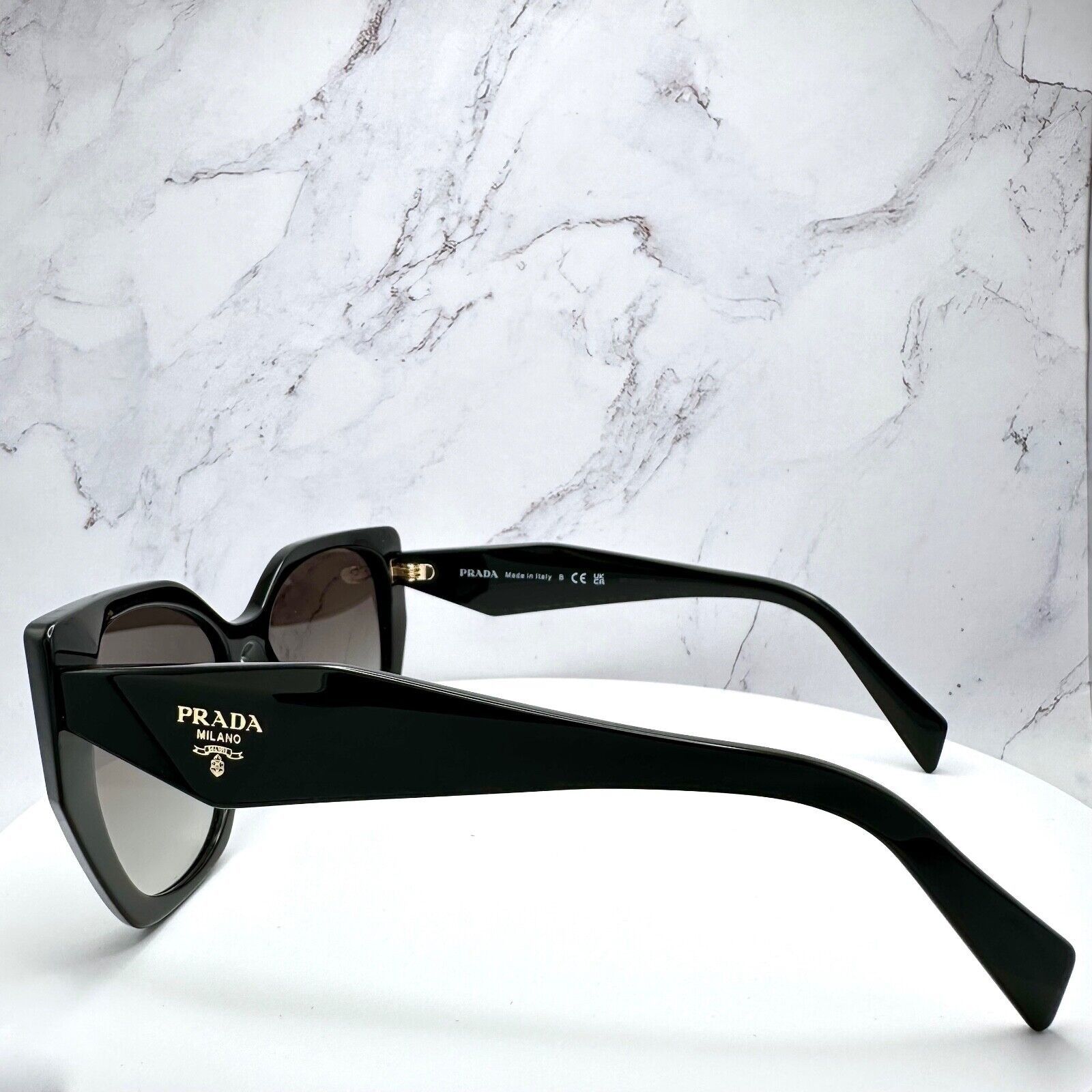 Prada PRADA Sunglasses Symbole Gold Logo Black Authentic Cat Eye Size ONE SIZE - 6 Thumbnail