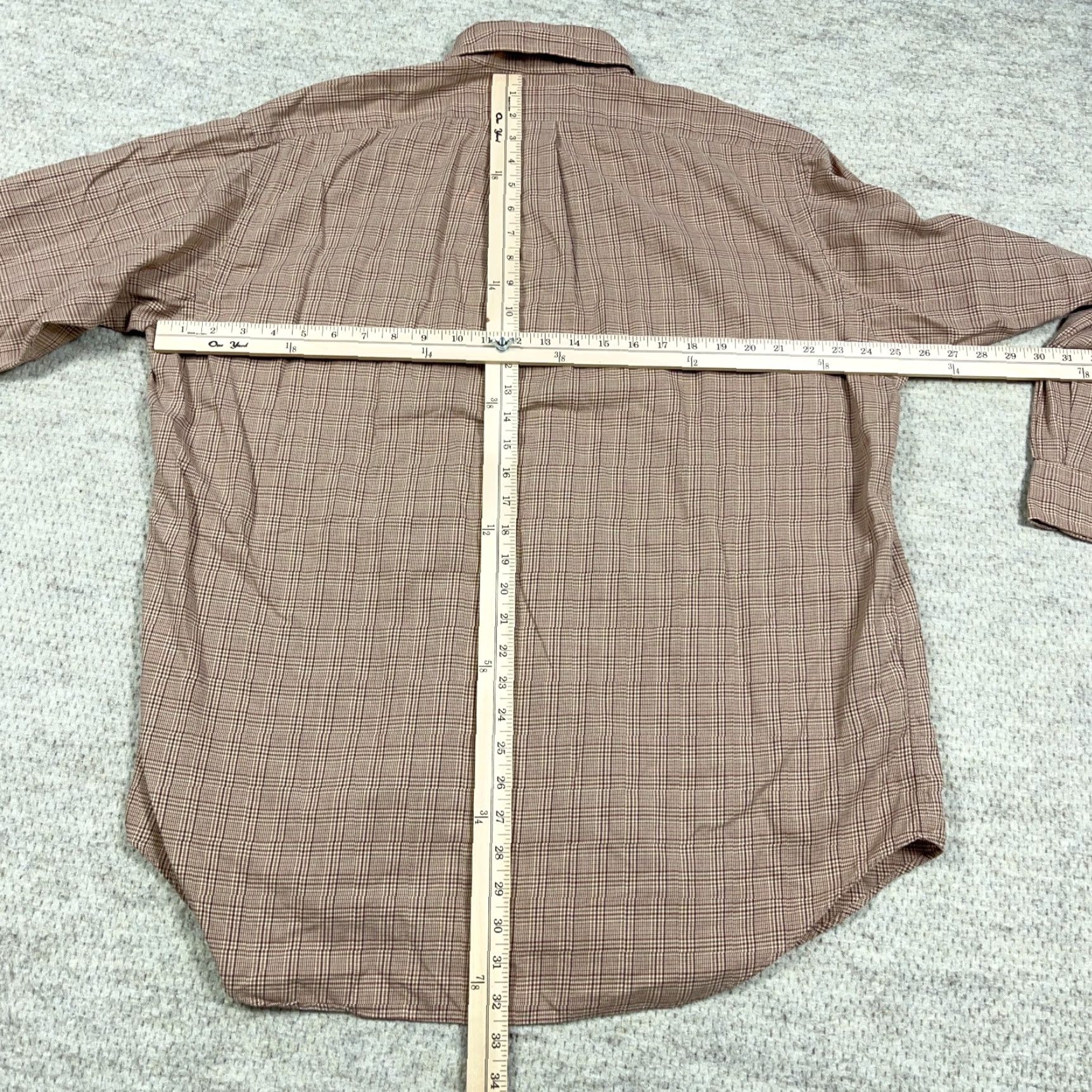 Ralph Lauren Ralph Lauren Shirt Men Large Brown Houndstooth Plaid Button Up Blake Dress A48 Size 42R - 5 Thumbnail