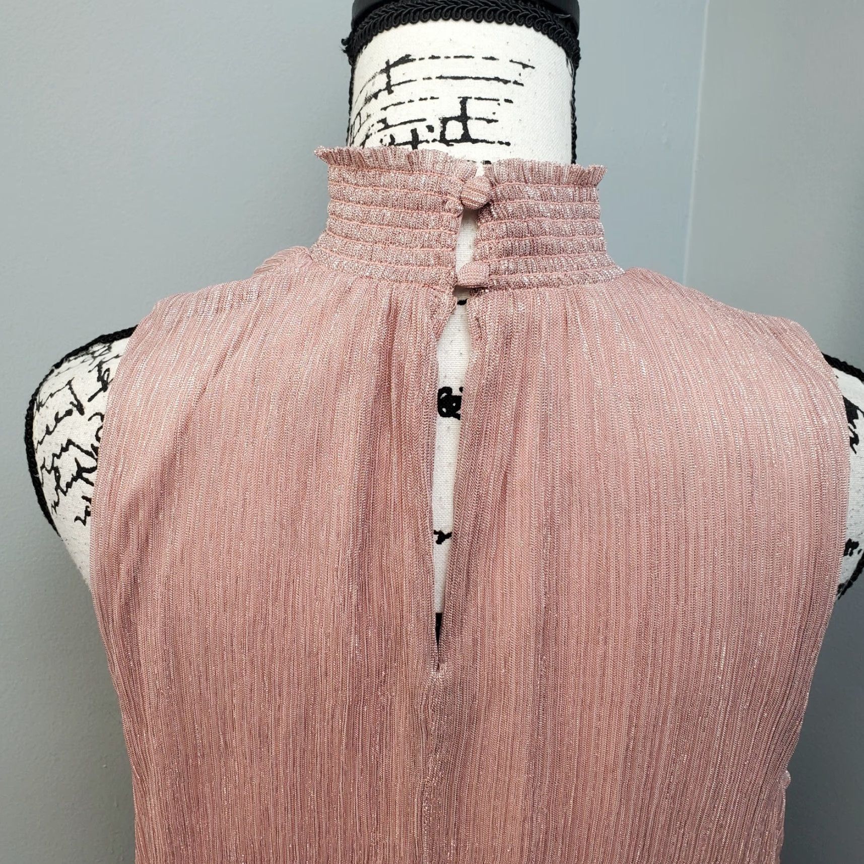 Vintage MSK Shift Dress Womens Size 1X Pink Sparkly Metallic Smocked Sleeveless Dress Size XL / US 12-14 / IT 48-50 - 5 Thumbnail