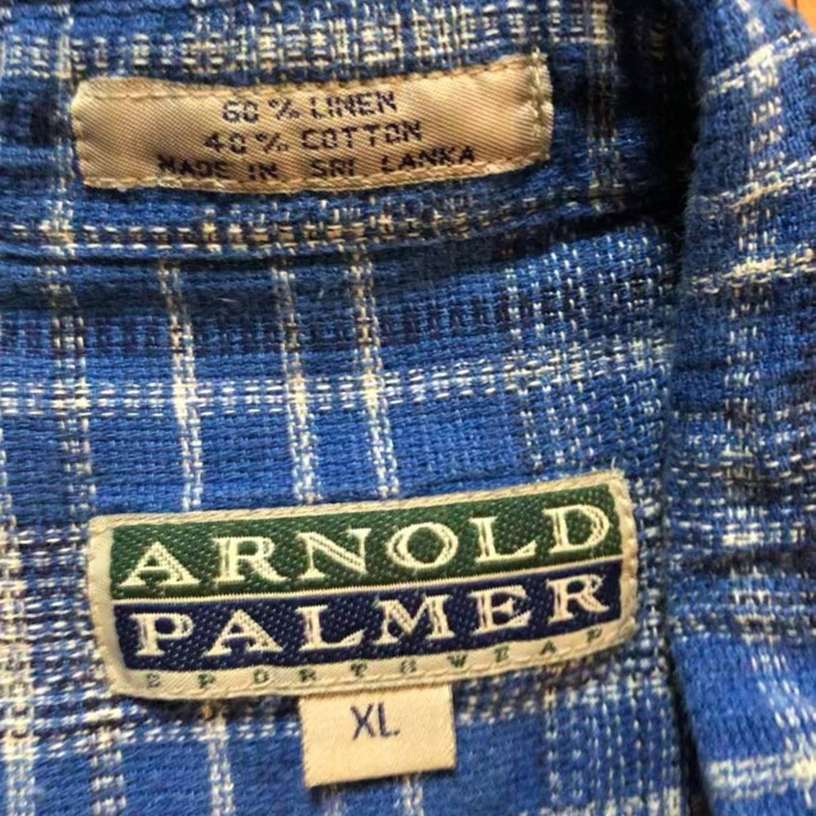 Vintage Arnold Palmer Vintage Blue Linen Shirt Mens XLarge Size US XL / EU 56 / 4 - 12 Thumbnail